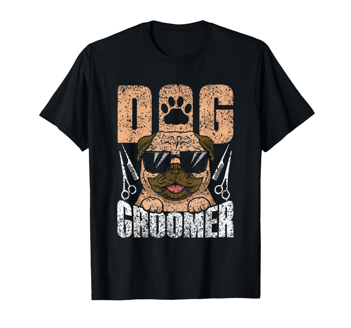 Grooming Job Puppy Dog Groomer Black Dog Print T-Shirt, Unisex-Adults, Small, Short Sleeve