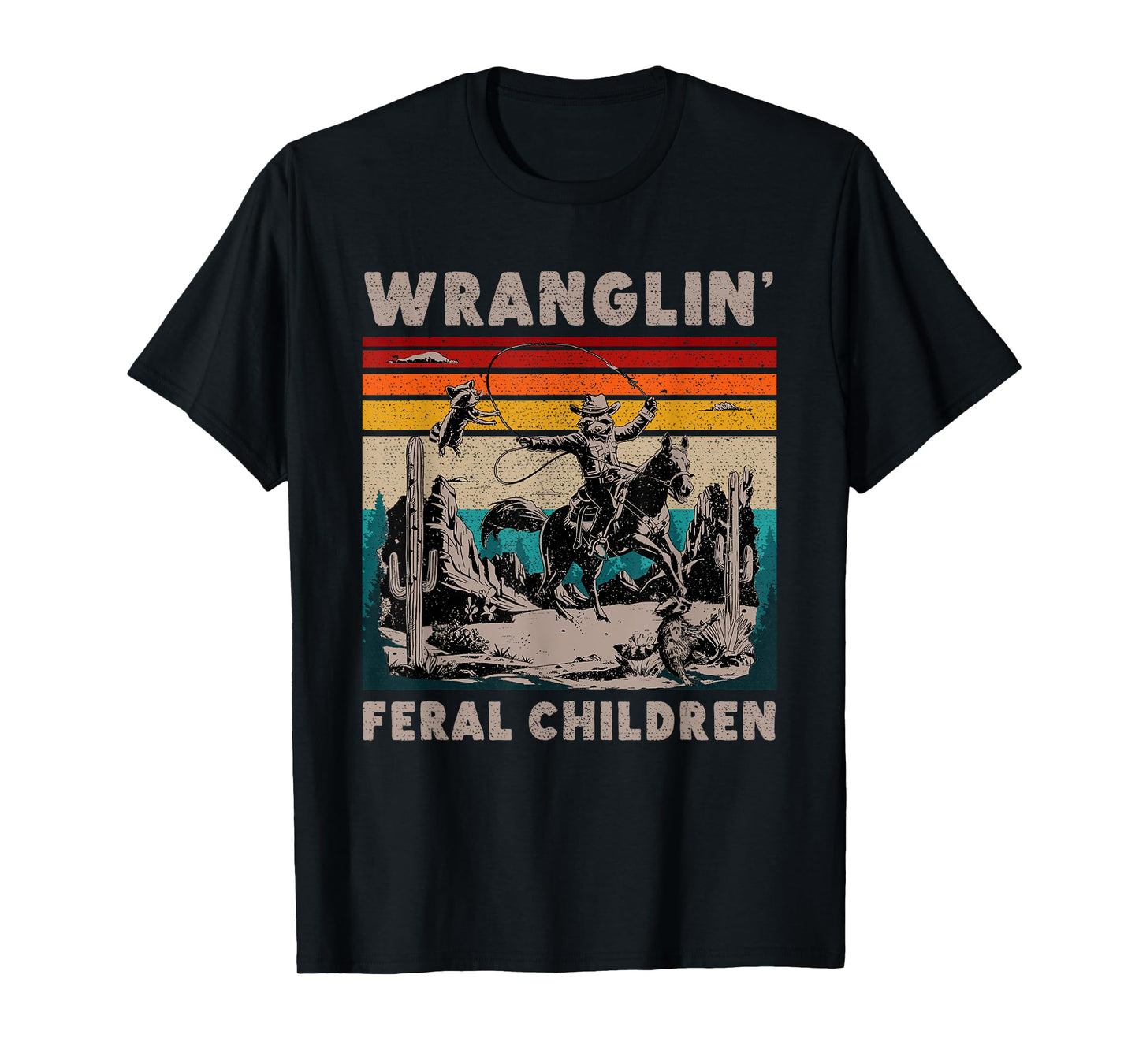 Retro Wranglin' Feral Children Raccoon 90s Western T-Shirt