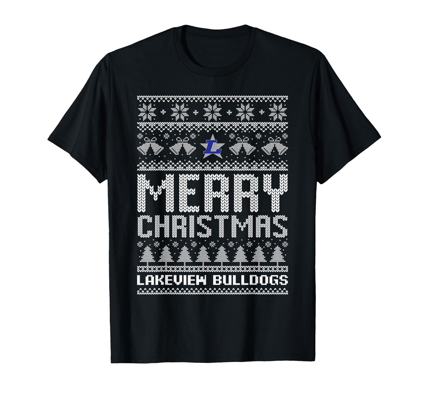 Lakeview Bulldogs Logo Merry Christmas Ugly Sweater HS T-Shirt