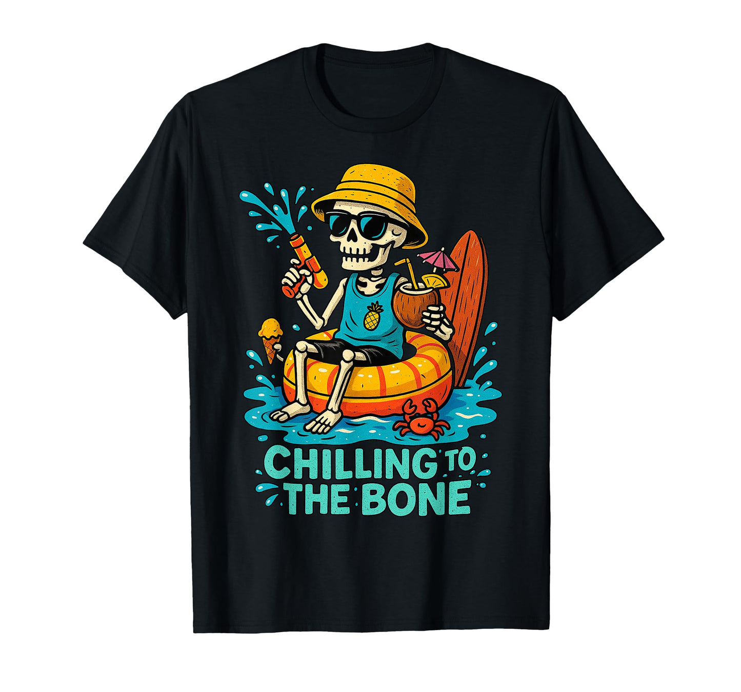 Halloween Summer Chilling to the Bone Skeleton Float Costume T-Shirt