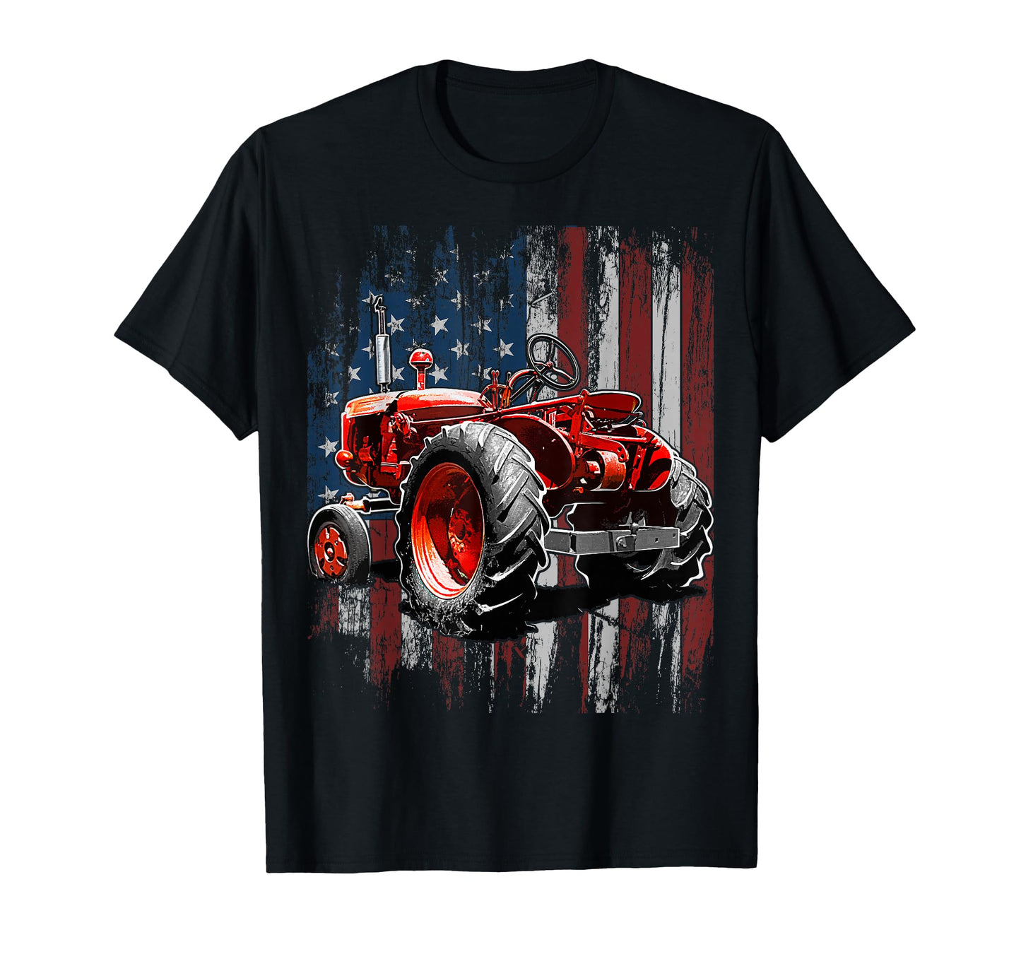 Patriotic Tractor American Flag Tractor Farmer Farm Gift Men T-Shirt