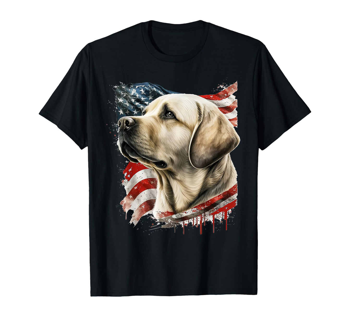 Yellow Lab with the American Flag T-Shirt