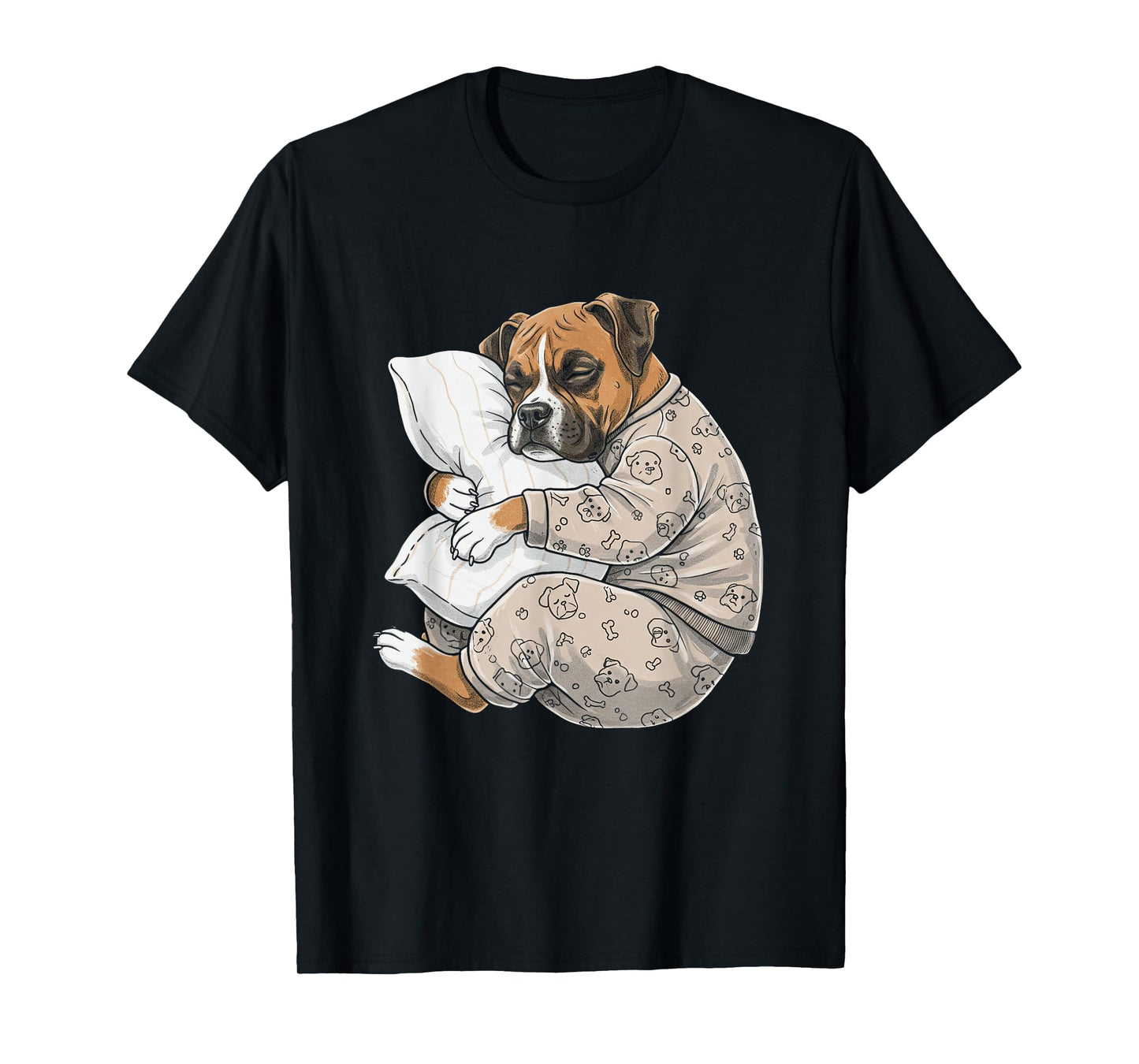 Funny Sleepy Boxer Dog Pajama Men Women Kids T-Shirt