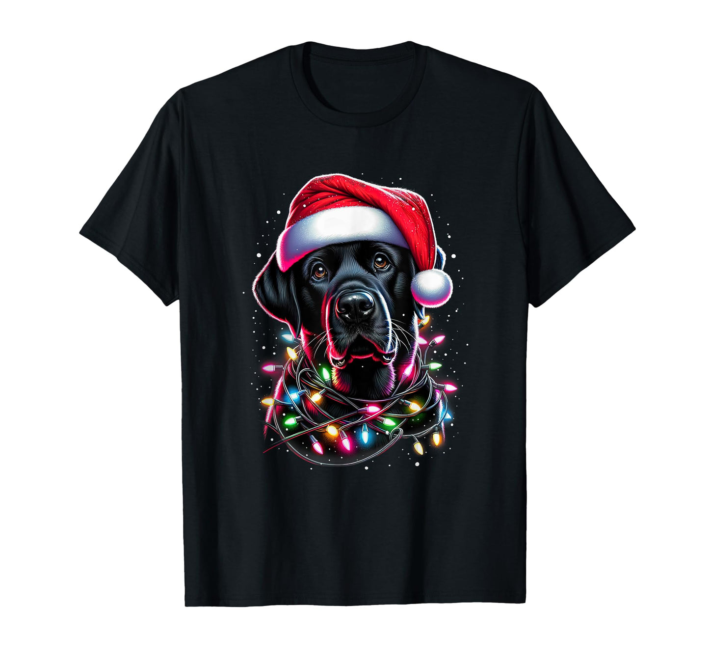 Black Lab Labrador Christmas Tree Light Pajama Dog Xmas T-Shirt