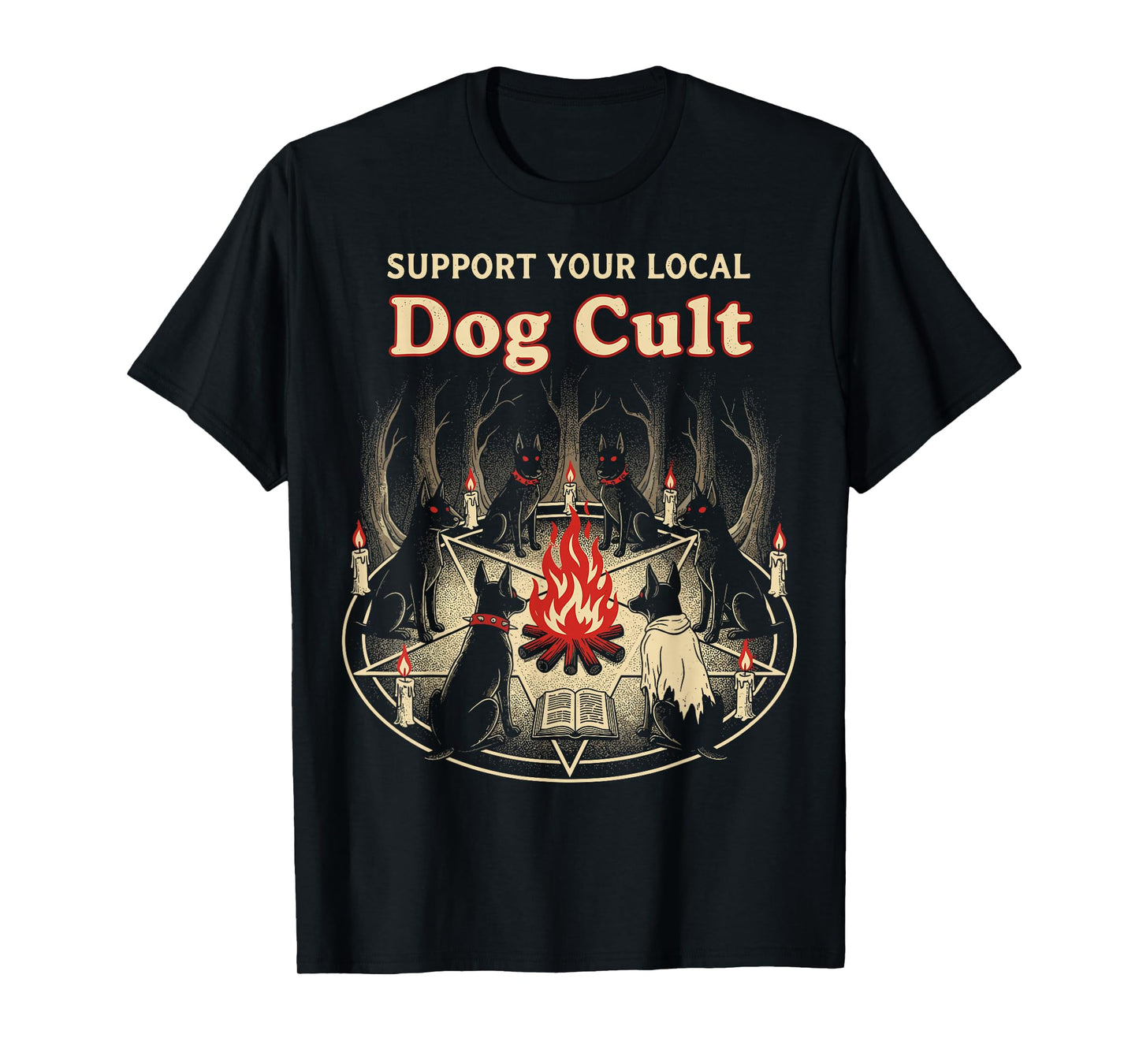 Dog Cult Funny Halloween Witches Occult Graphic T-Shirt