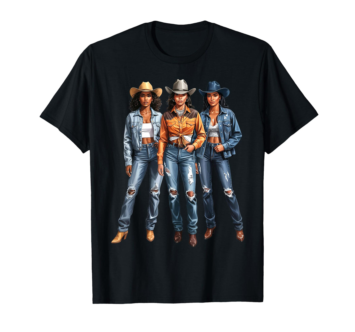 Black African American Cowgirl Western Country Texas Girls T-Shirt