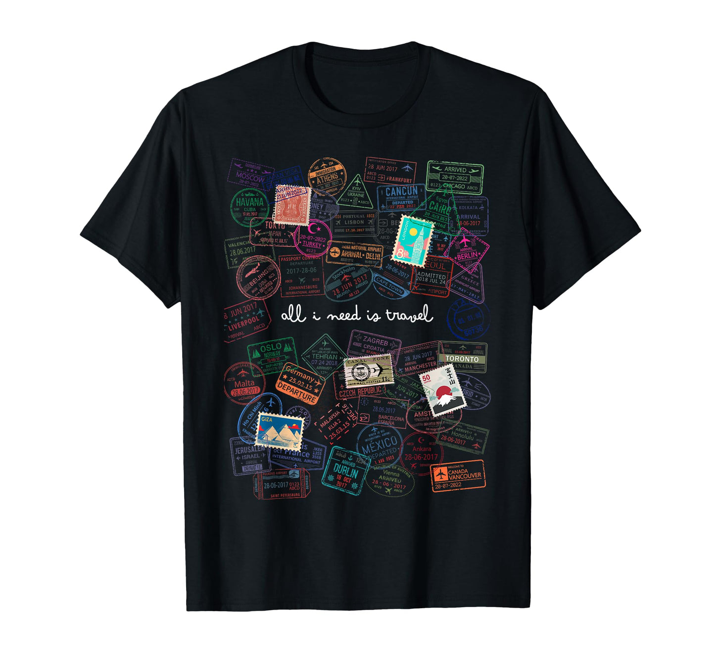 Travellers Passport Stamps Travel I Need Travel T-Shirt
