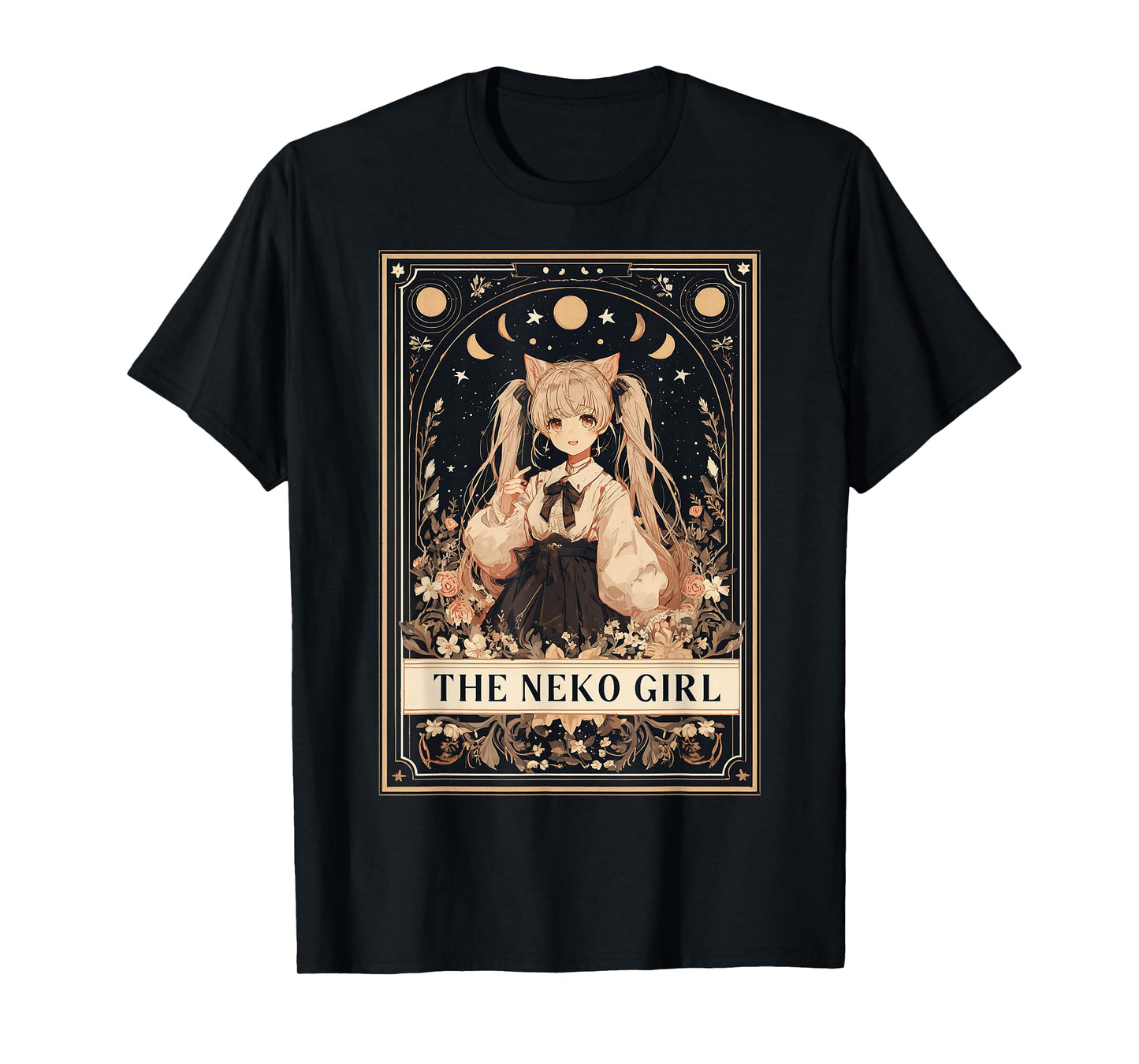 The Neko Girl Anime Manga Japanese Cat Girl Tarot Card T-Shirt
