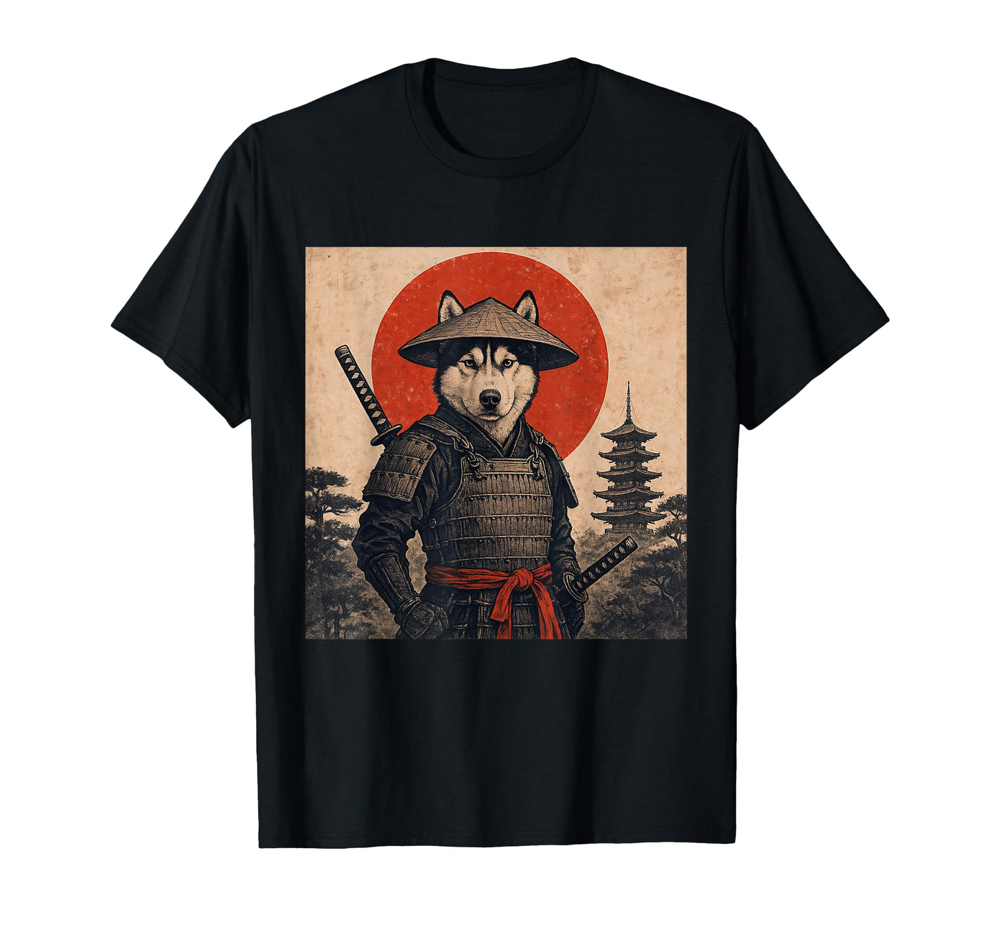 Husky Samurai Warrior Vintage Japanese Ukiyo-e Dog Lover T-Shirt