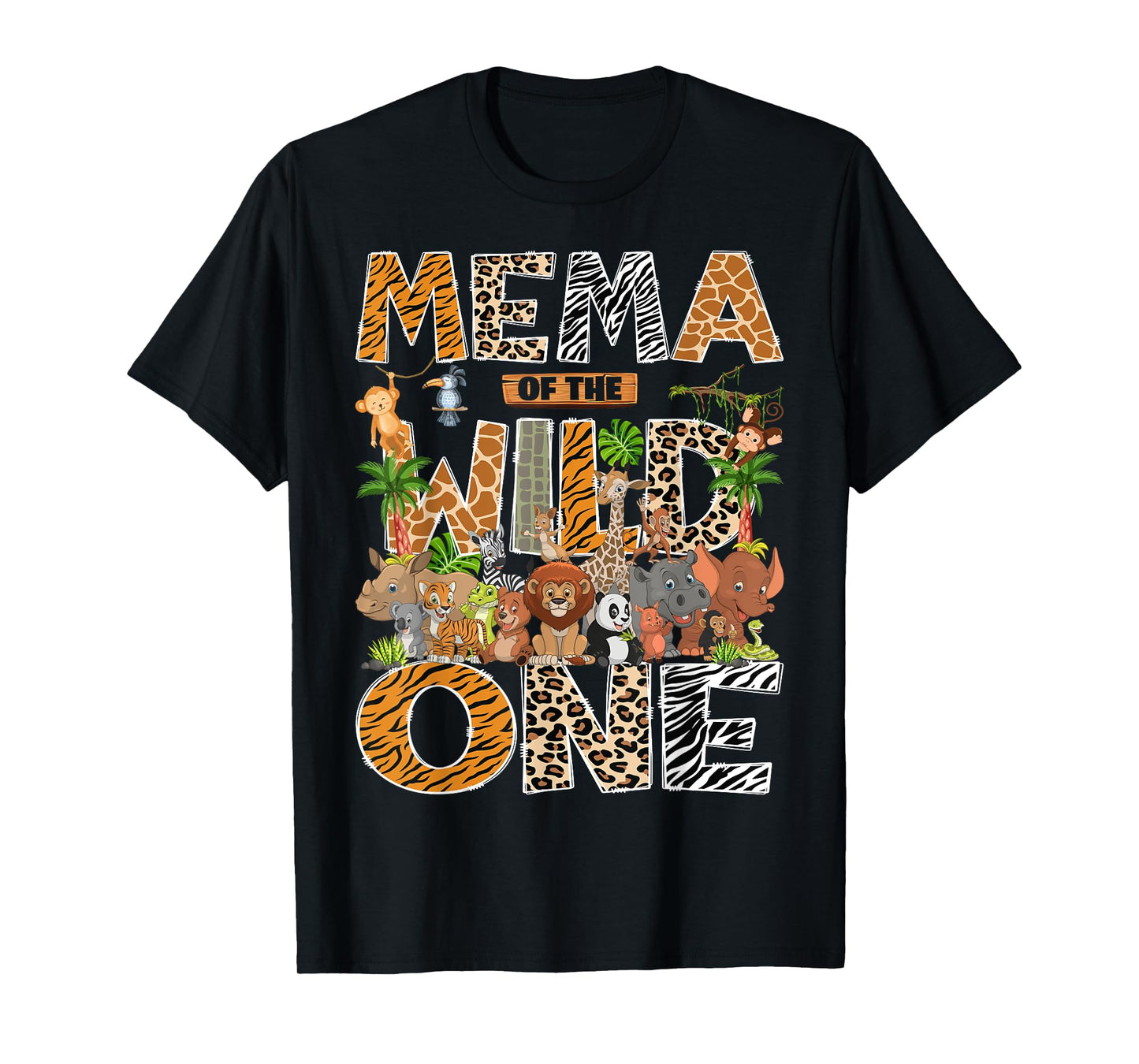 Mema Of The Wild One Safari Zoo Animal 1St Birthday T-Shirt