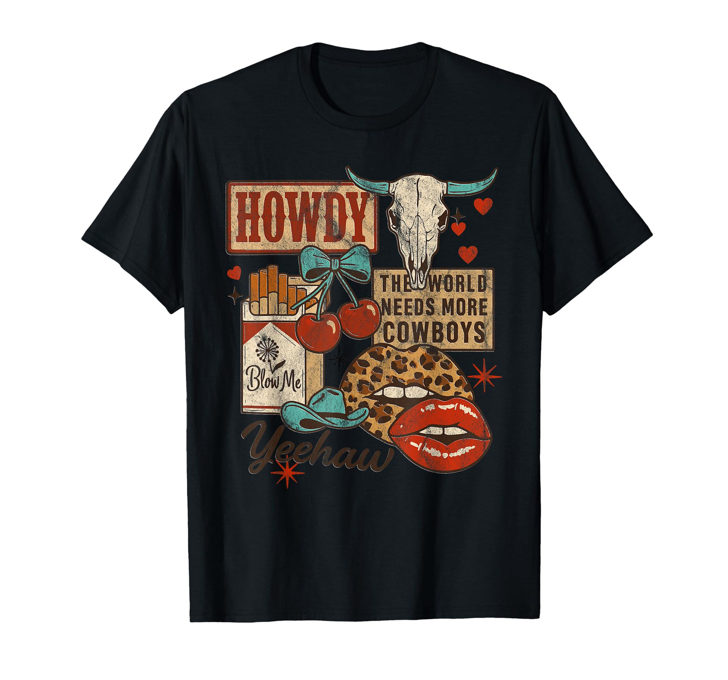 Yeehaw Cowgirl Howdy Collage Retro Western Cowboy Aesthetic T-Shirt