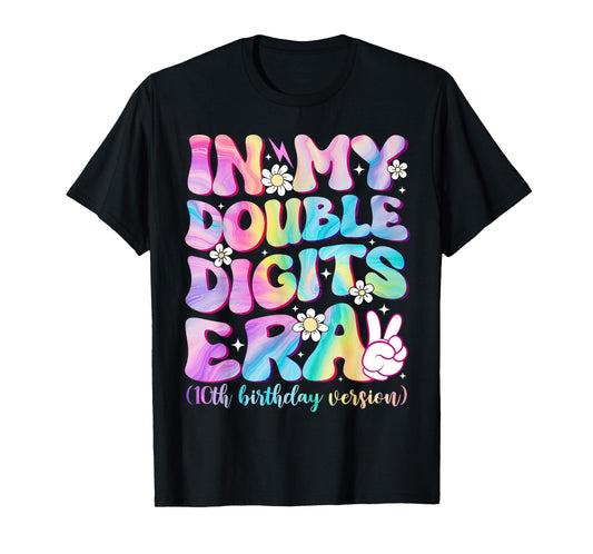 10th Birthday Girl In My Double Digits Era Retro 10 Year Old T-Shirt