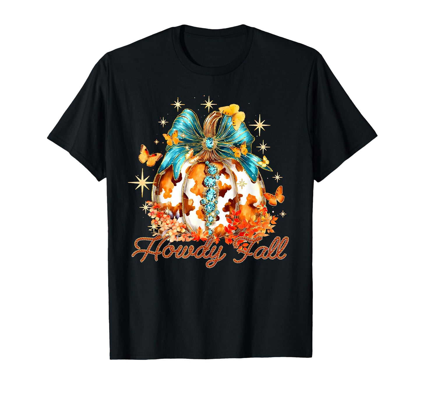 Howdy Fall Western Pumpkin Season Autumn Leaves Thanksgiving T-Shirt