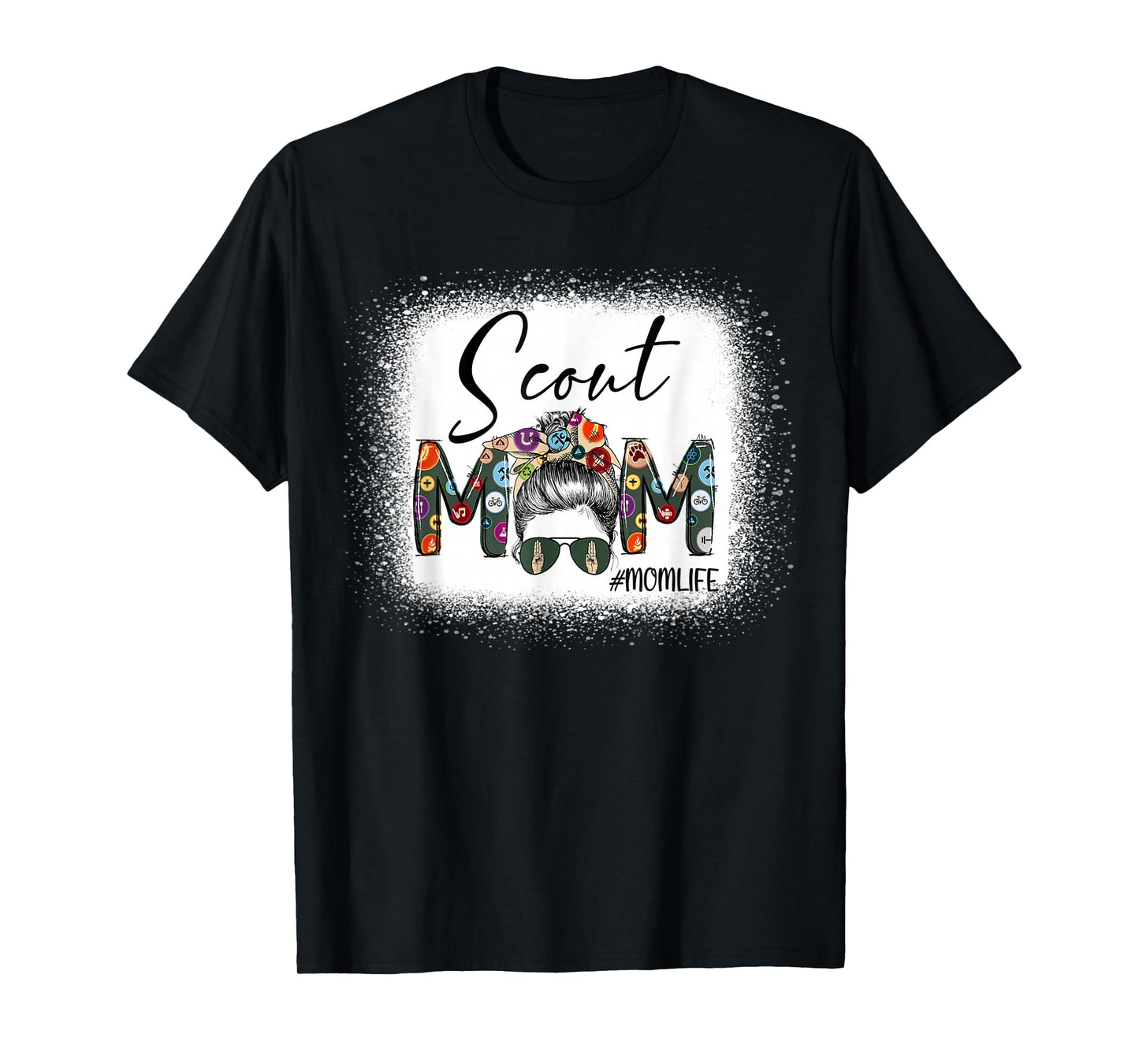 Scouting Scout Mom Life Messy Bun Hair Bleached Mother's Day T-Shirt