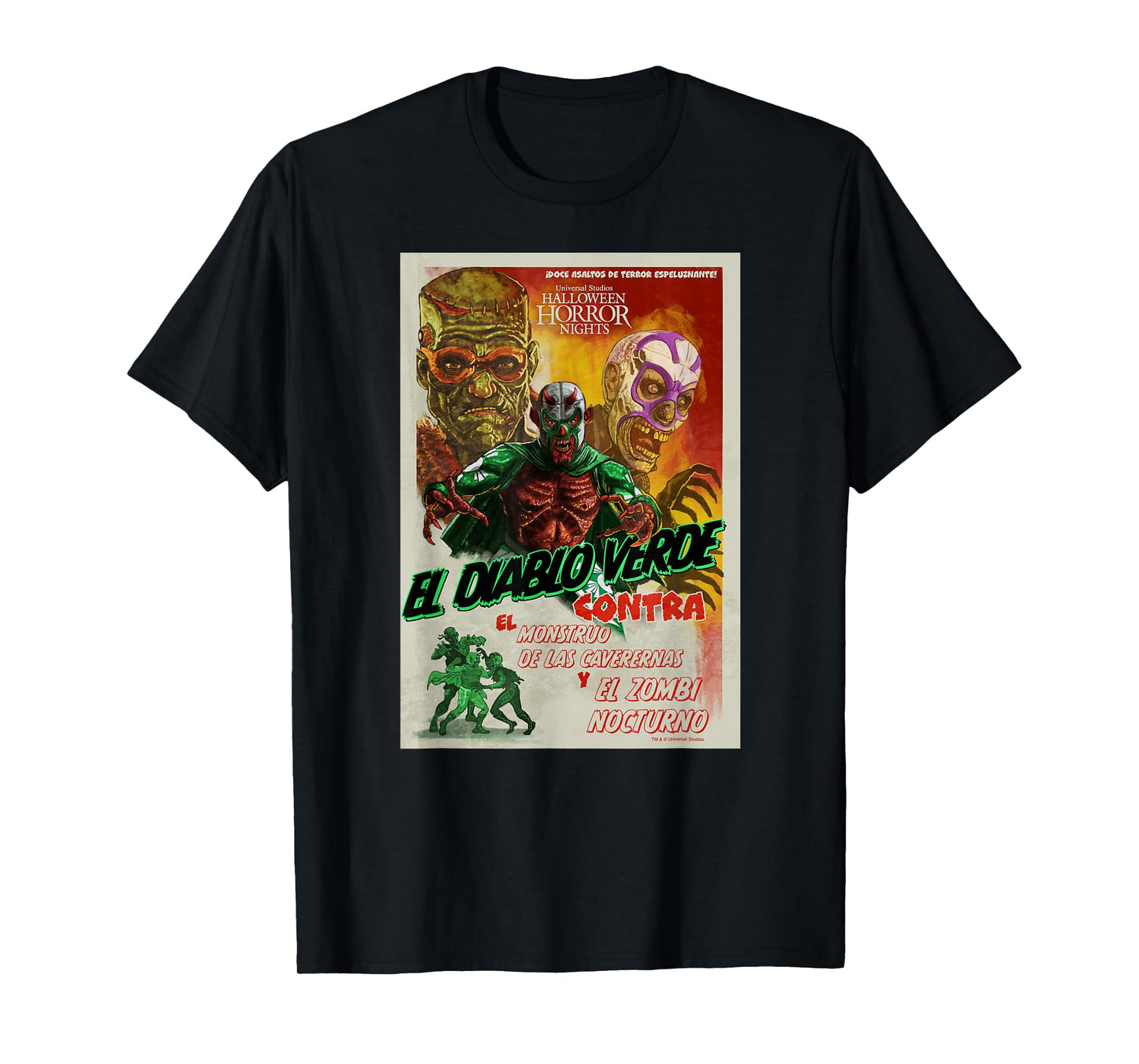Universal Halloween Horror Nights Lucha Libre Diablo Verde T-Shirt