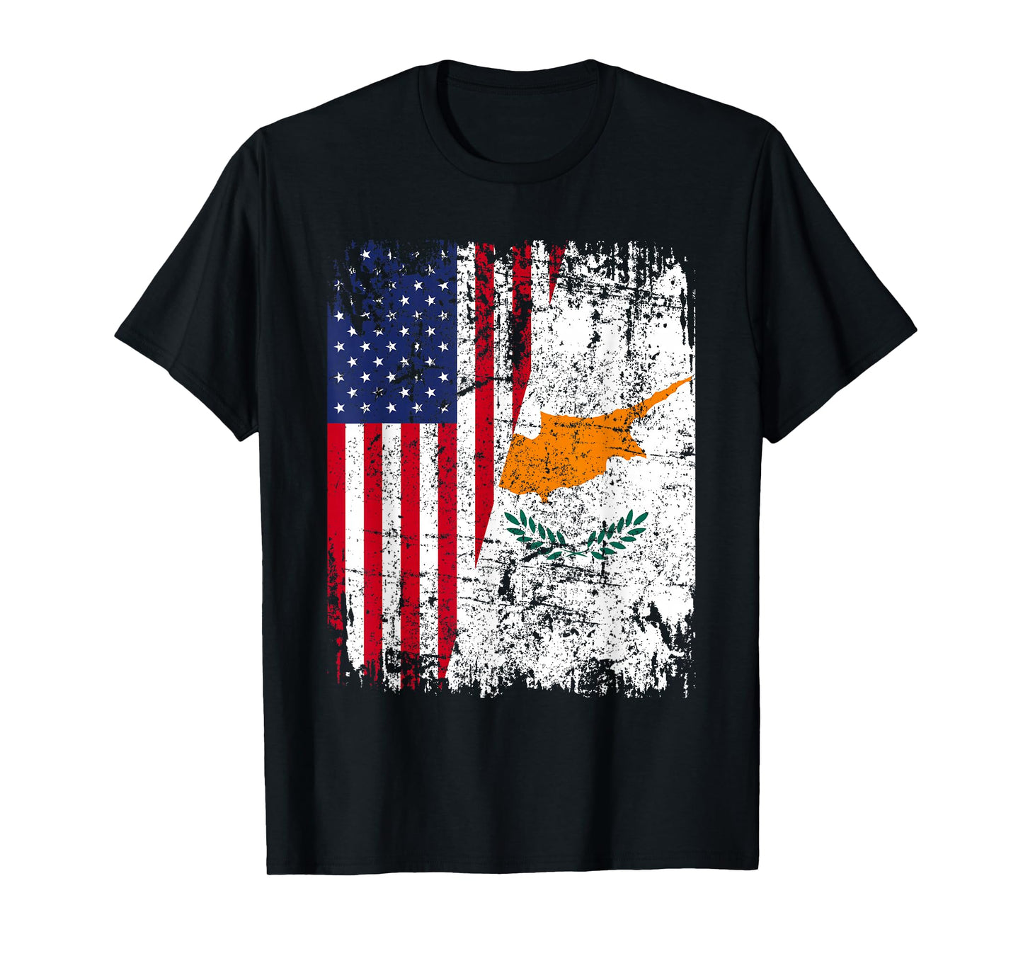 CYPRIOT ROOTS | Half American Flag | USA CYPRUS FLAG T-Shirt