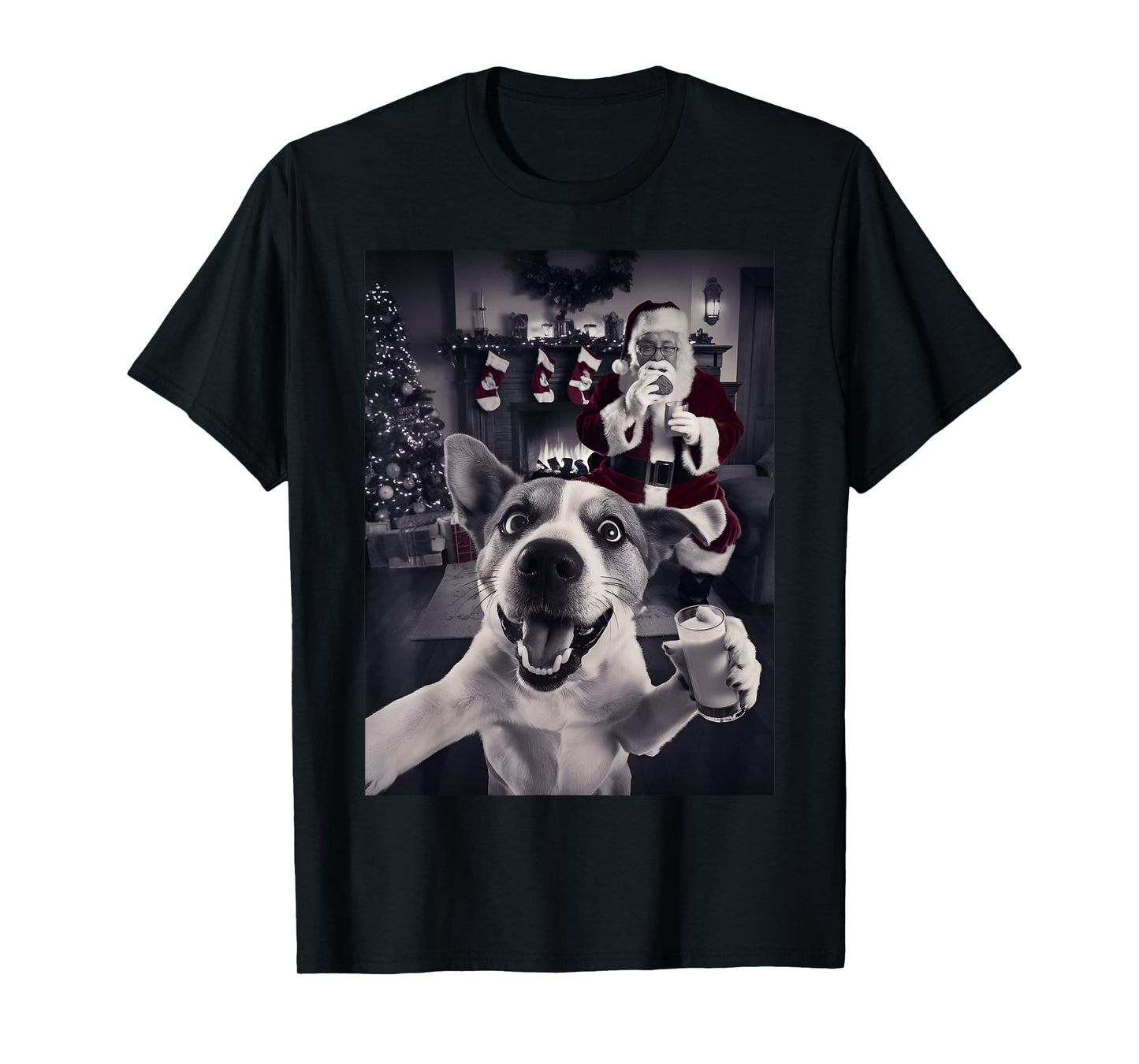 Funny Cat Selfie With Santa Christmas T-Shirt