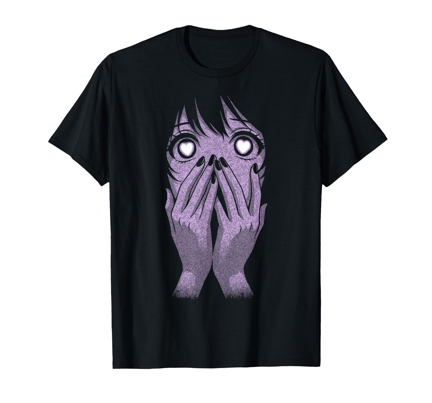Anime Eyes Girl Hearts Manga Otaku Grunge Goth Alt Aesthetic T-Shirt
