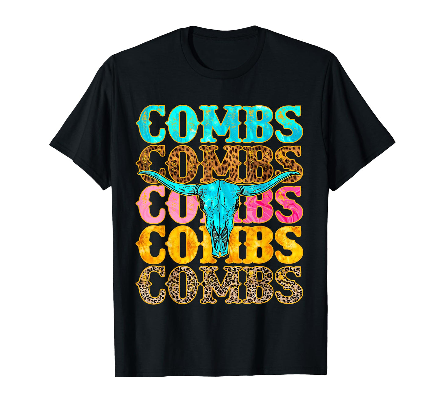 Funny Combs Country Music Western Skull Cowboy 90s T-Shirt