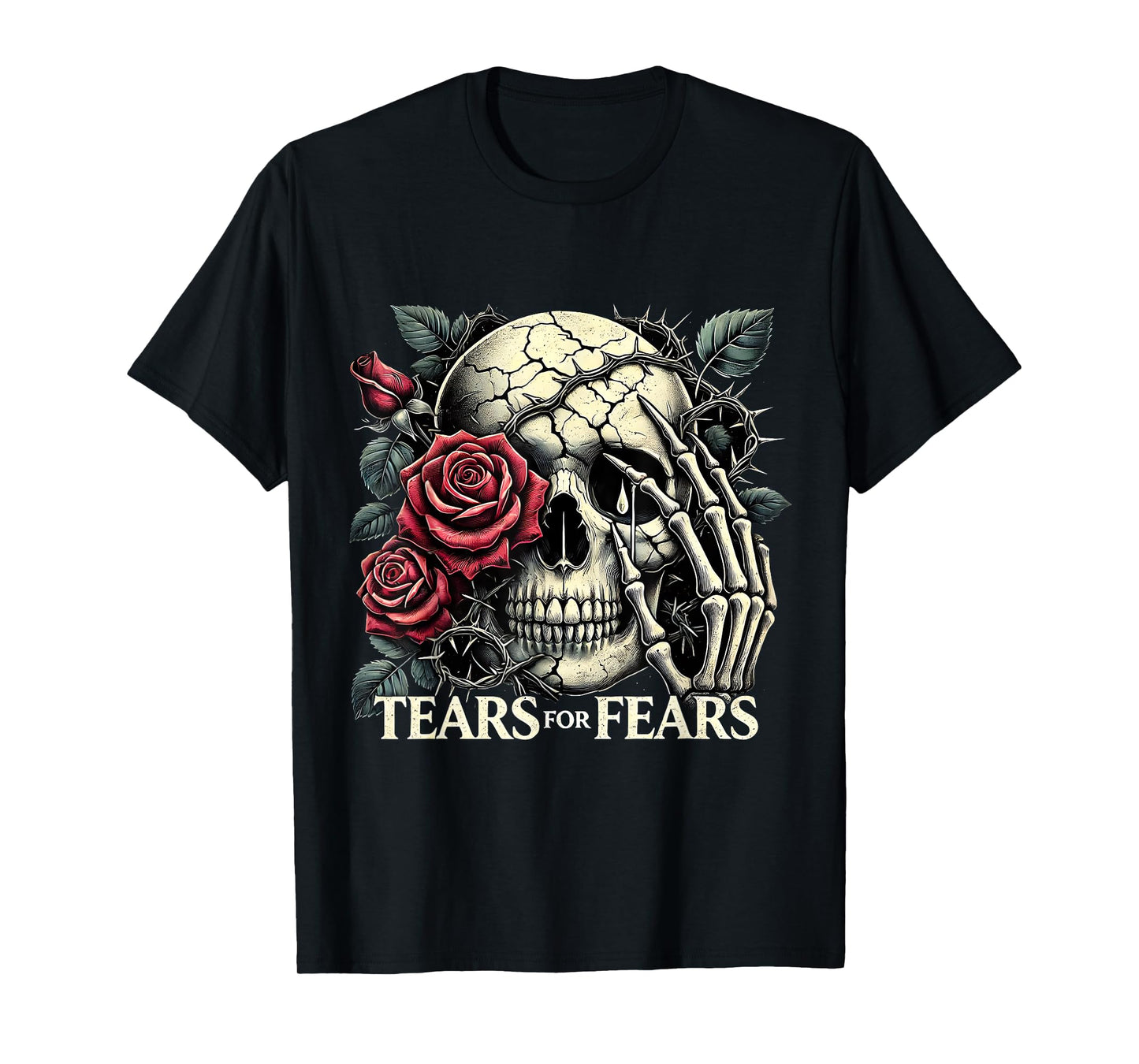 Tears for Fears Gothic Skull and Roses Dark Aesthetic T-Shirt