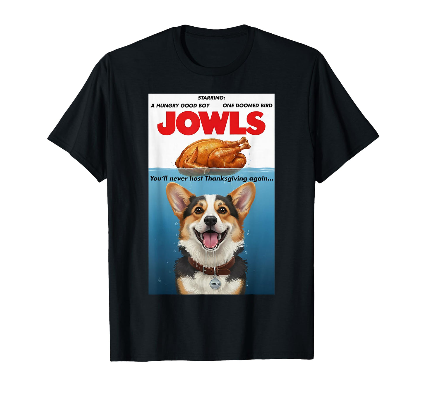 Funny Jowls Thanksgiving Corgi and Turkey T-Shirt