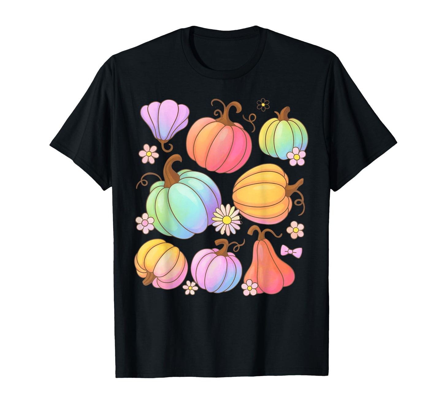 Preppy Pumpkin Thanksgiving Vintage Boho Floral Fall Vibes T-Shirt