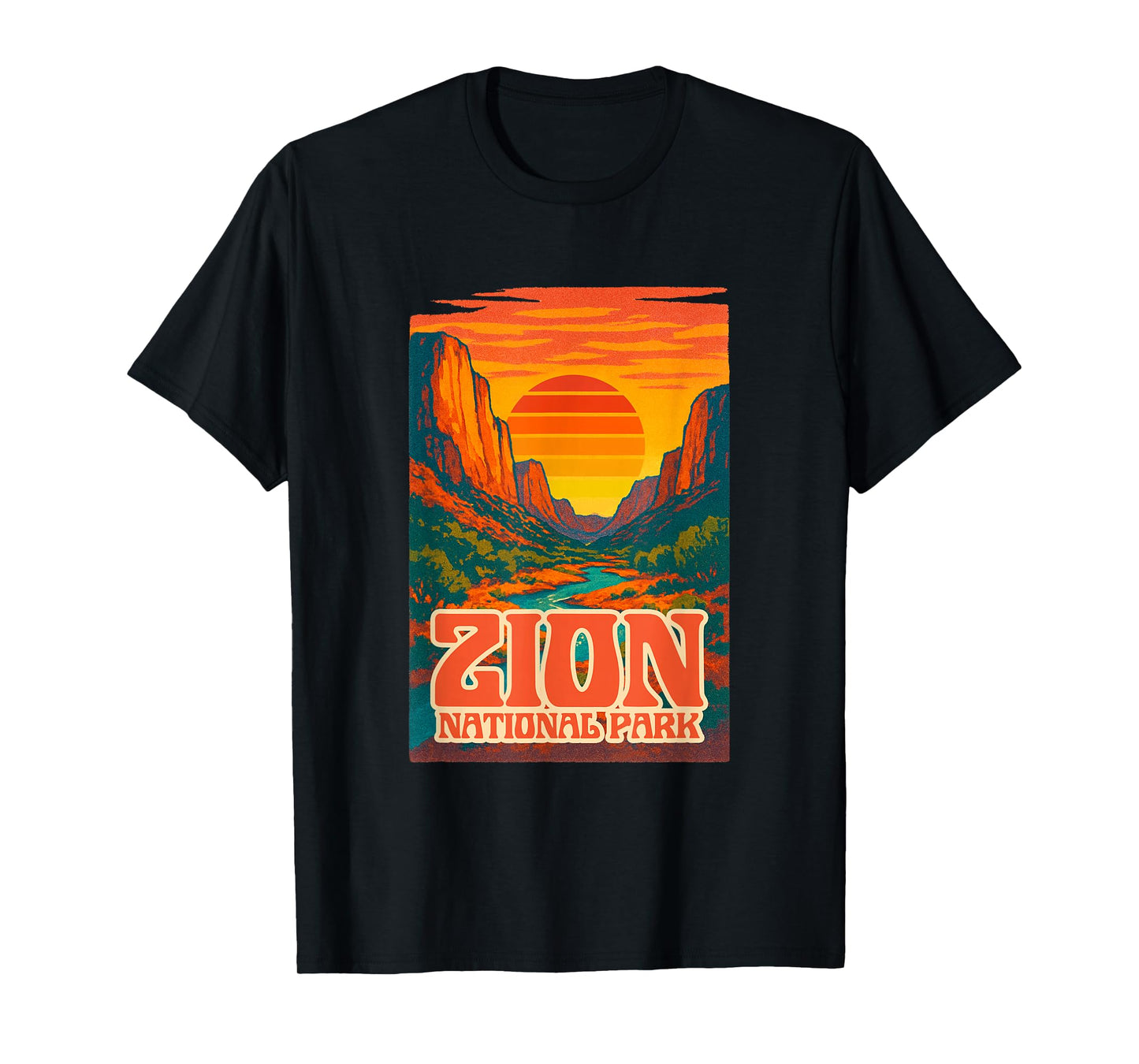 Utah Zion National Park Canyon Retro Sunset Vintage Travel T-Shirt