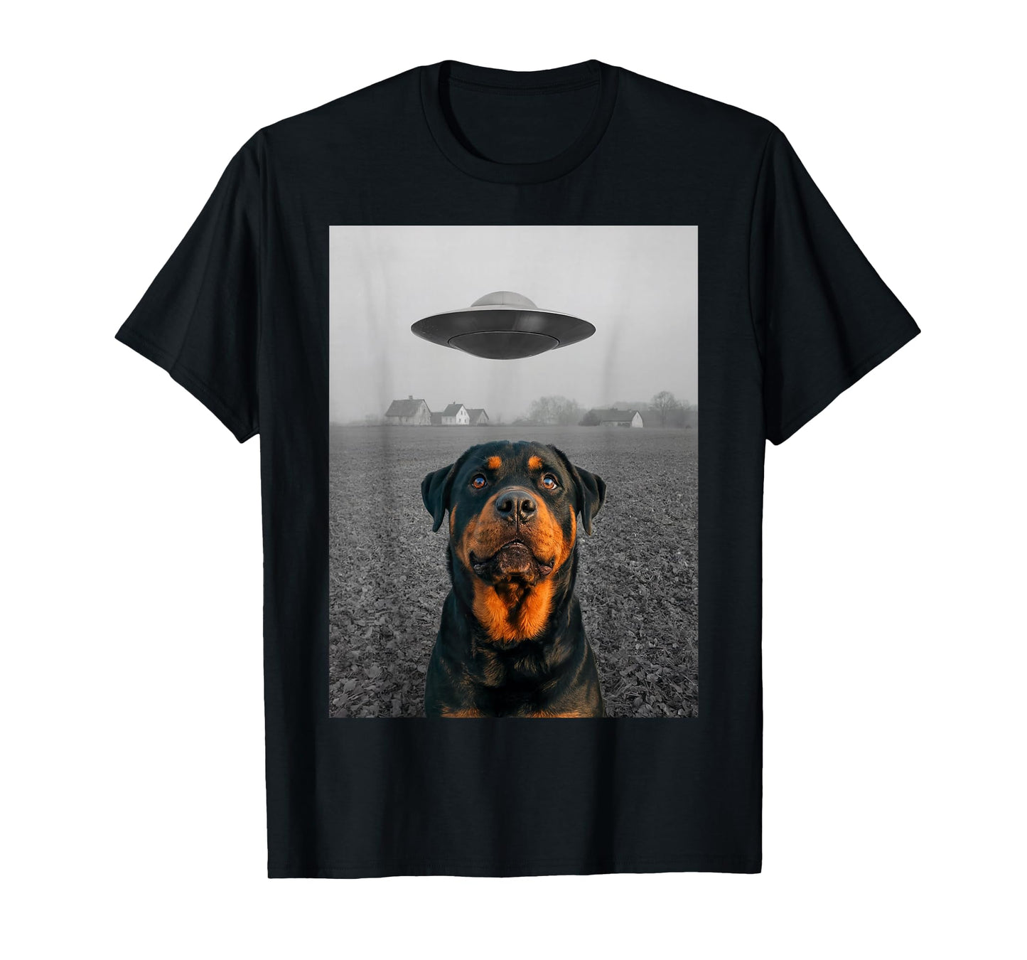 Funny Rottweiler UFO Alien Meme Artwork T-Shirt