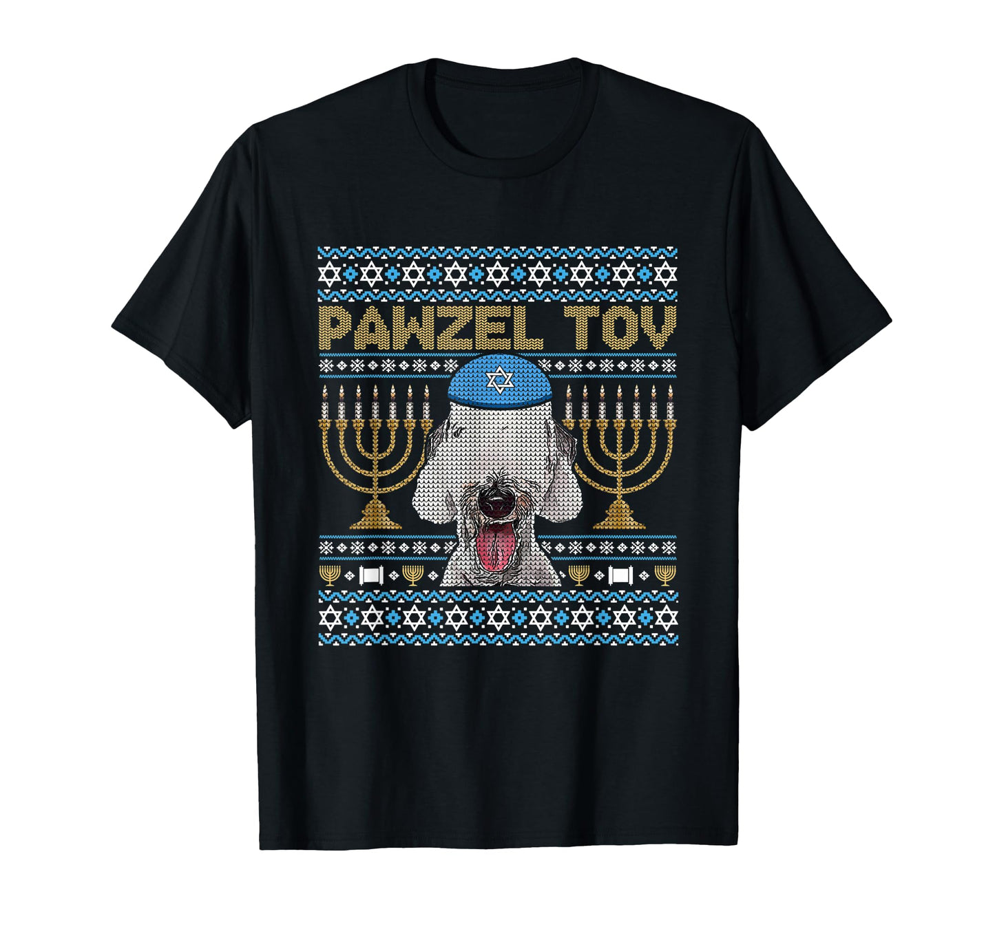 Pawzel Tov Jewish Bedlington Terrier Dog Funny Hanukkah T-Shirt
