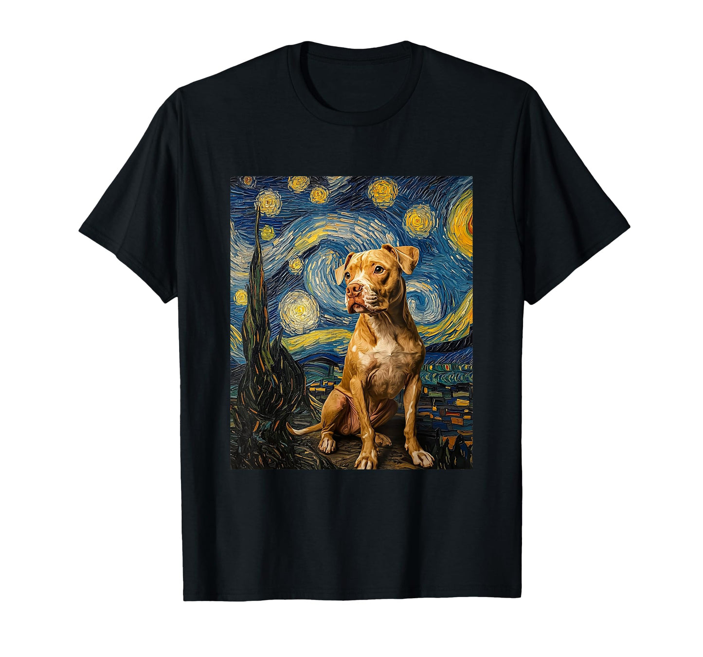 Pitbull Dog Pit Bull Pittie - Van Gogh Style - Starry Night T-Shirt