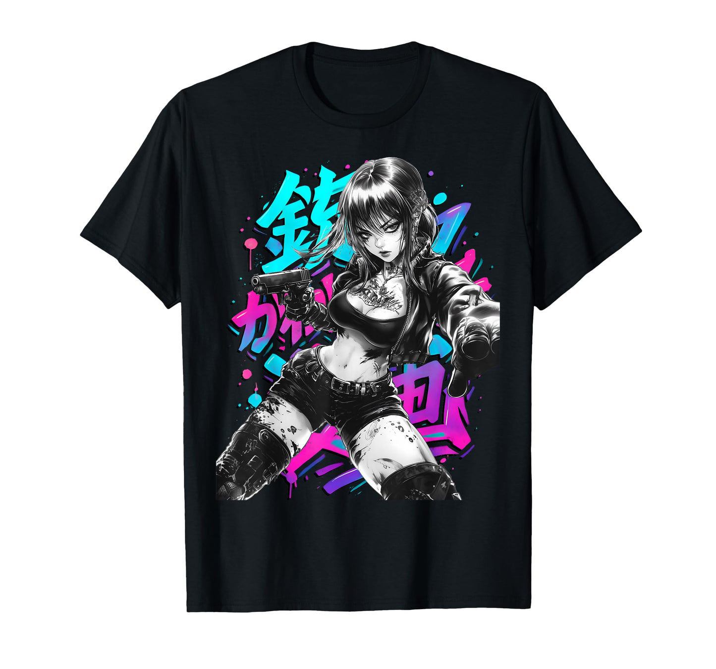 Anime Waifu Sketch Line Art Manga Graffiti Graphic T-Shirt