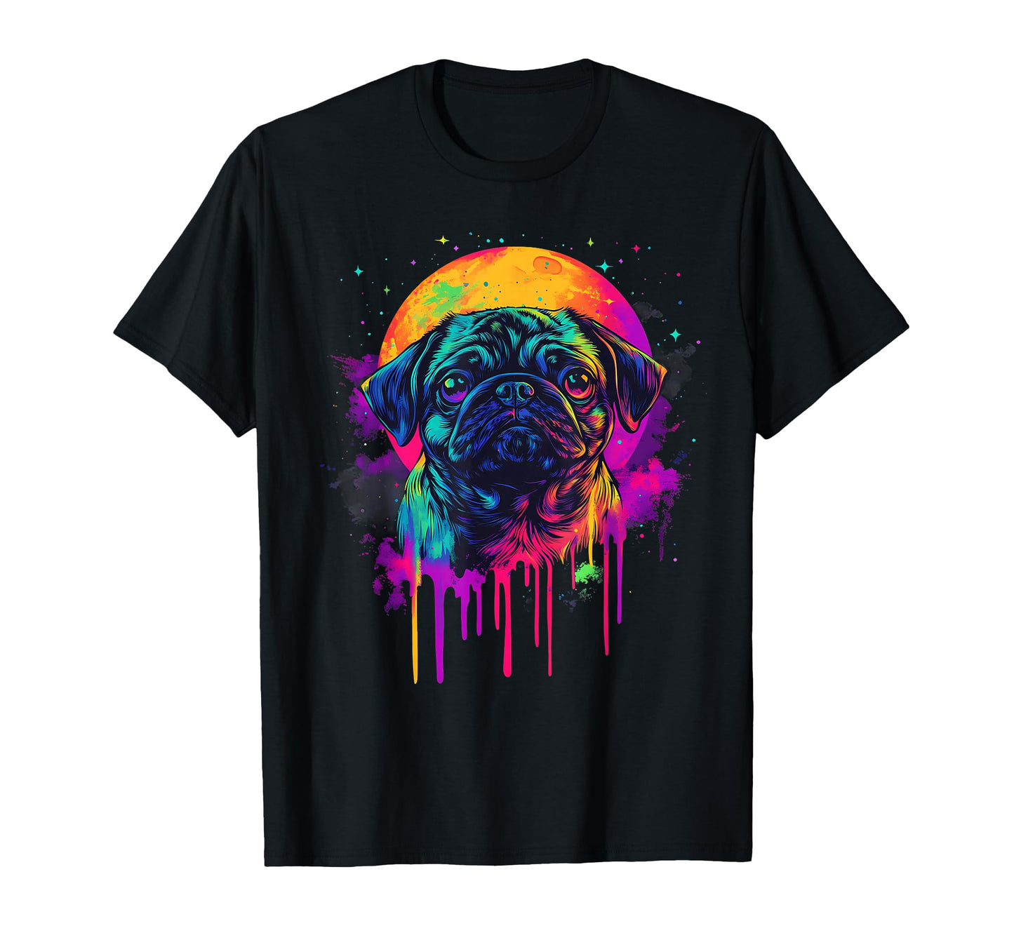 Cute Pug Owner Pug Lover Colorful Portrait Dog Pug T-Shirt