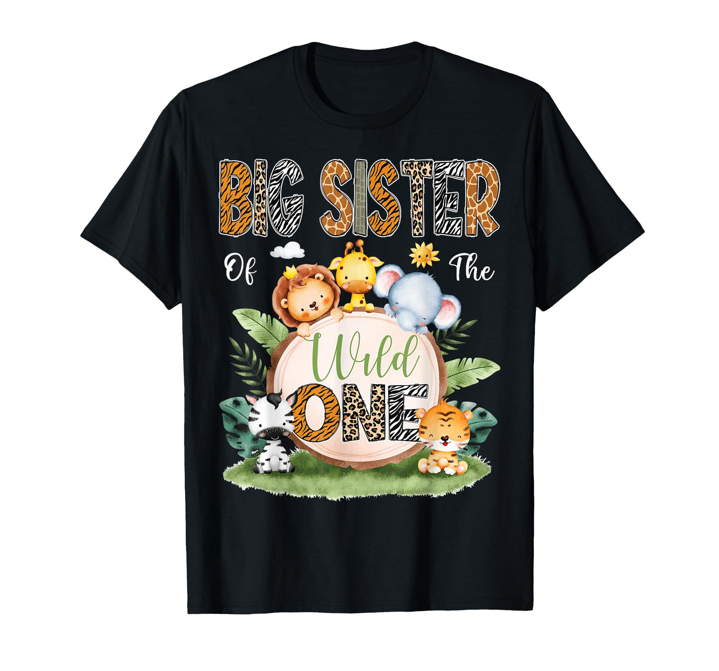 Big Sister Of The Wild One 1St Birthday Kids Safari Jungle T-Shirt