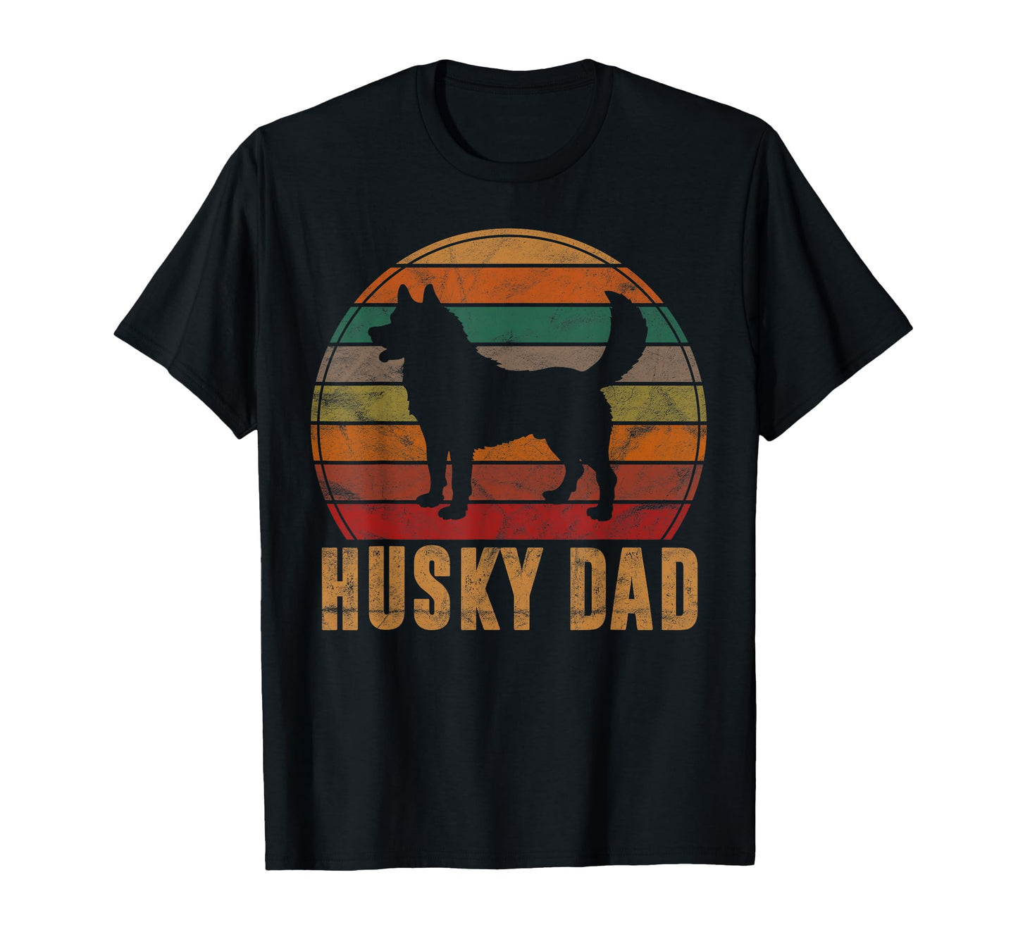 Retro Husky Dad Gift Dog Owner Pet Siberian Huskies Father T-Shirt