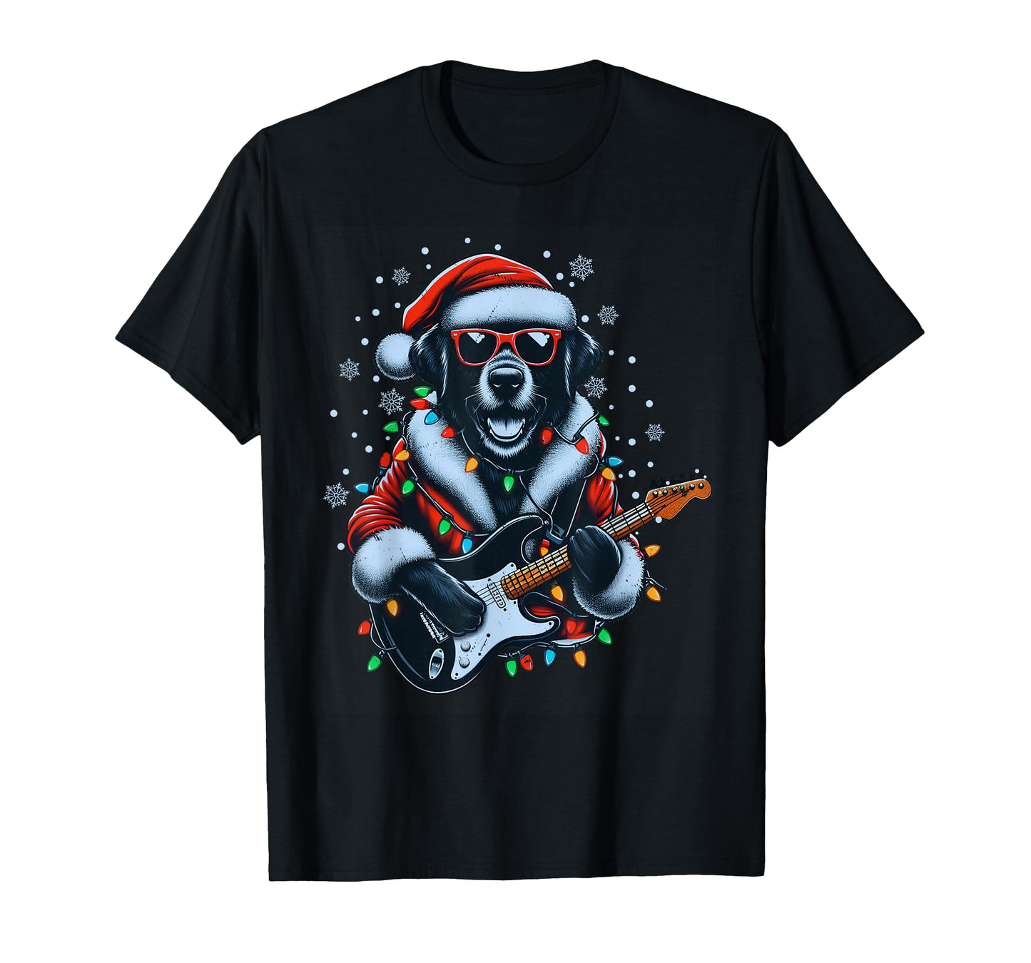 Rock Labrador Retriever Playing Guitar-Funny Christmas Dog T-Shirt