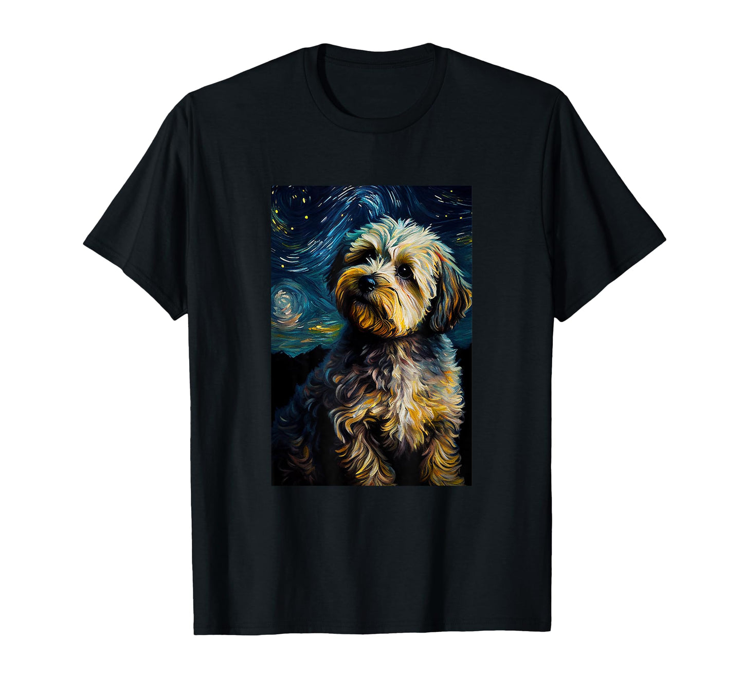 Yorkiepoo in Starry Night Painting Dog Mom Dad Men Women Kids T-Shirt