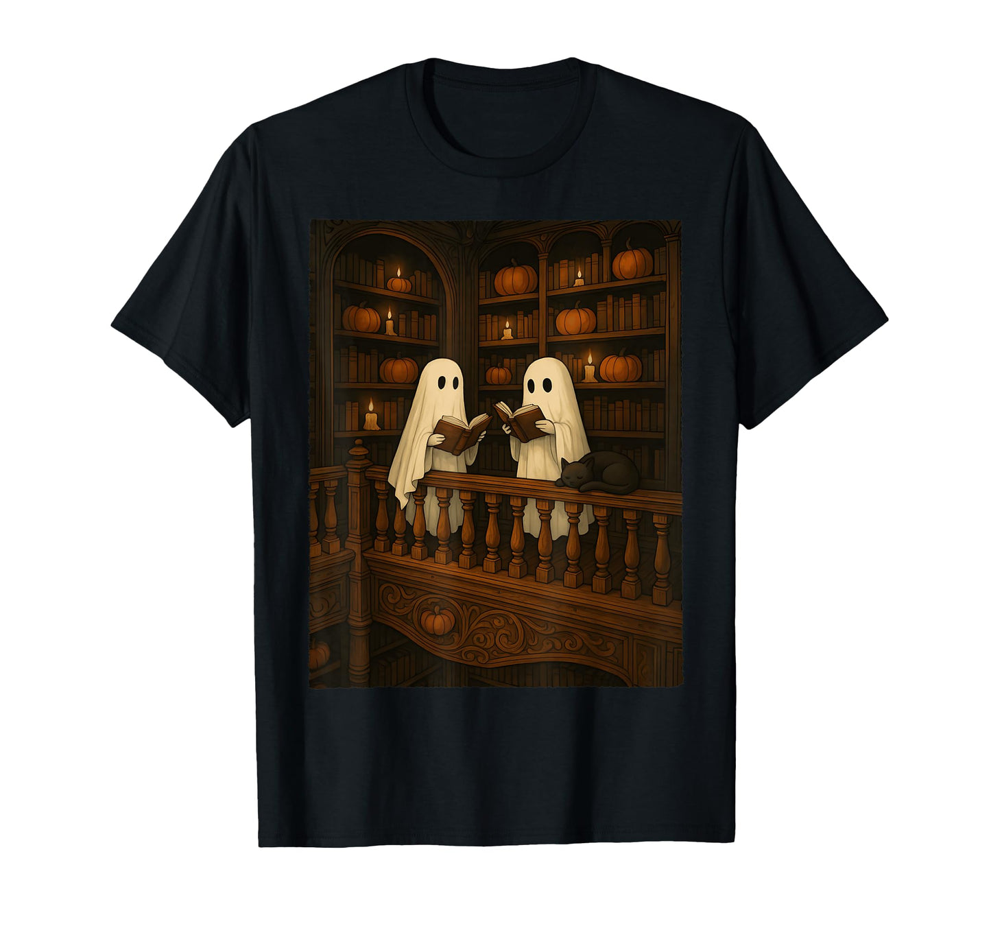 Two Ghost Reading Books Teacher Halloween Men Women Kid T-Shirt