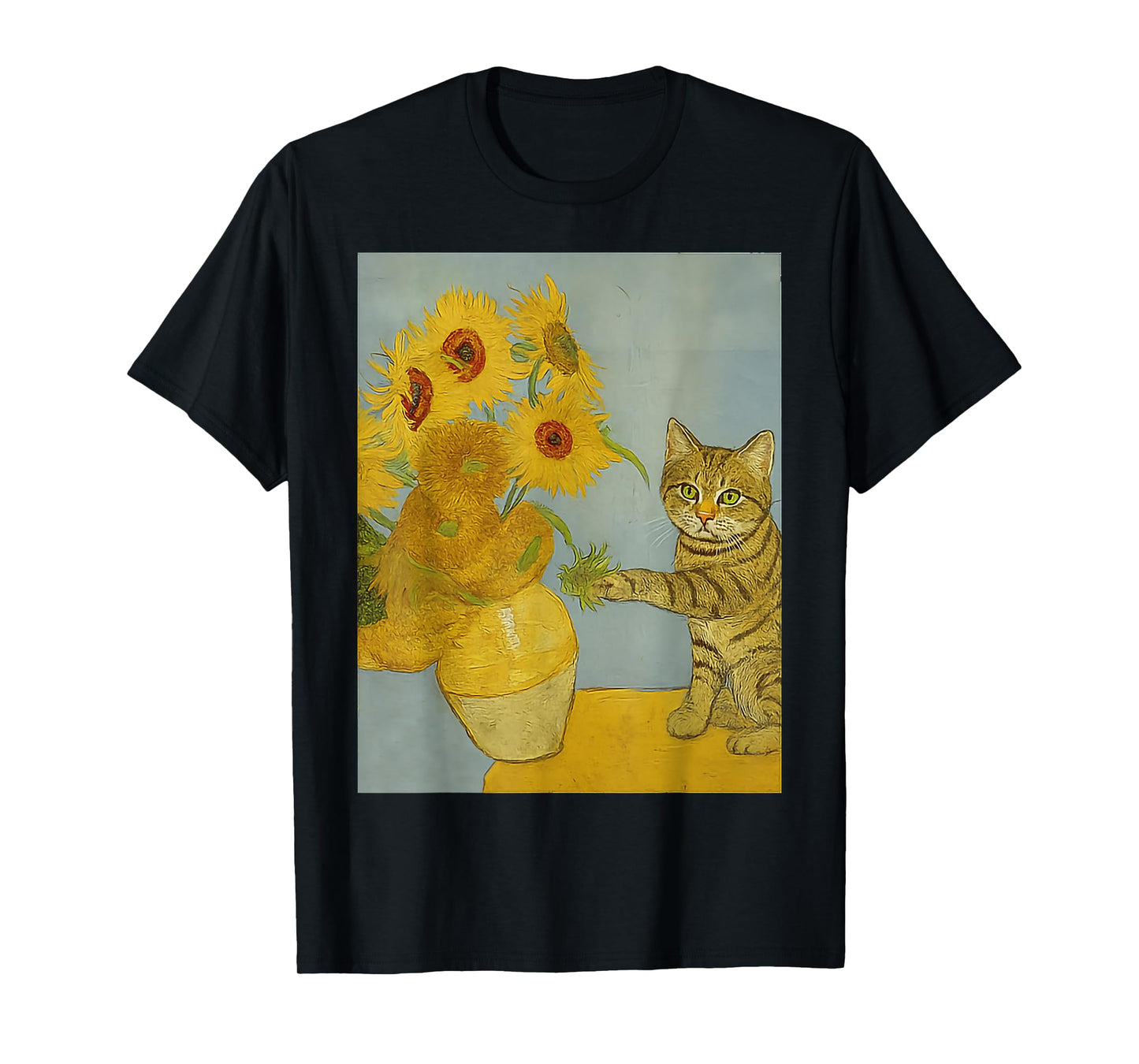 Cat With Sunflowers Van Gogh Funny Gifts For Men Women Kid T-Shirt
