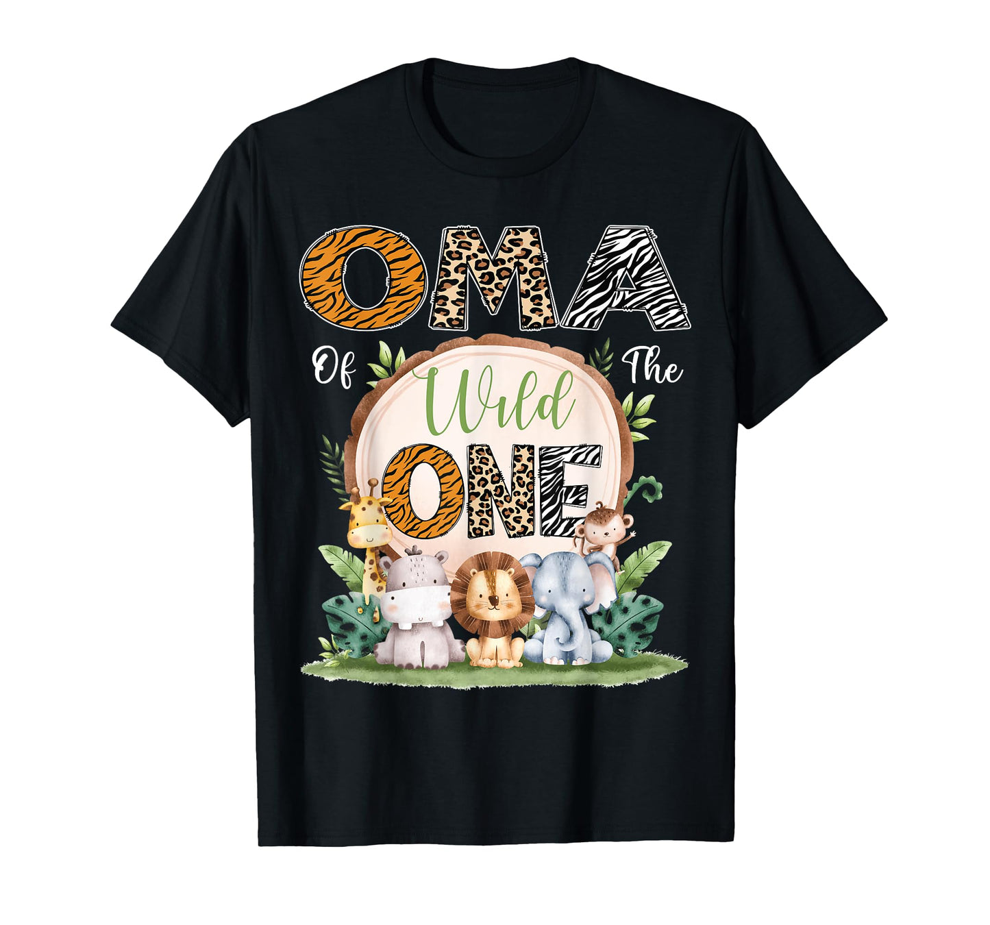 Oma Of The Wild One First Birthday Safari Woodland T-Shirt