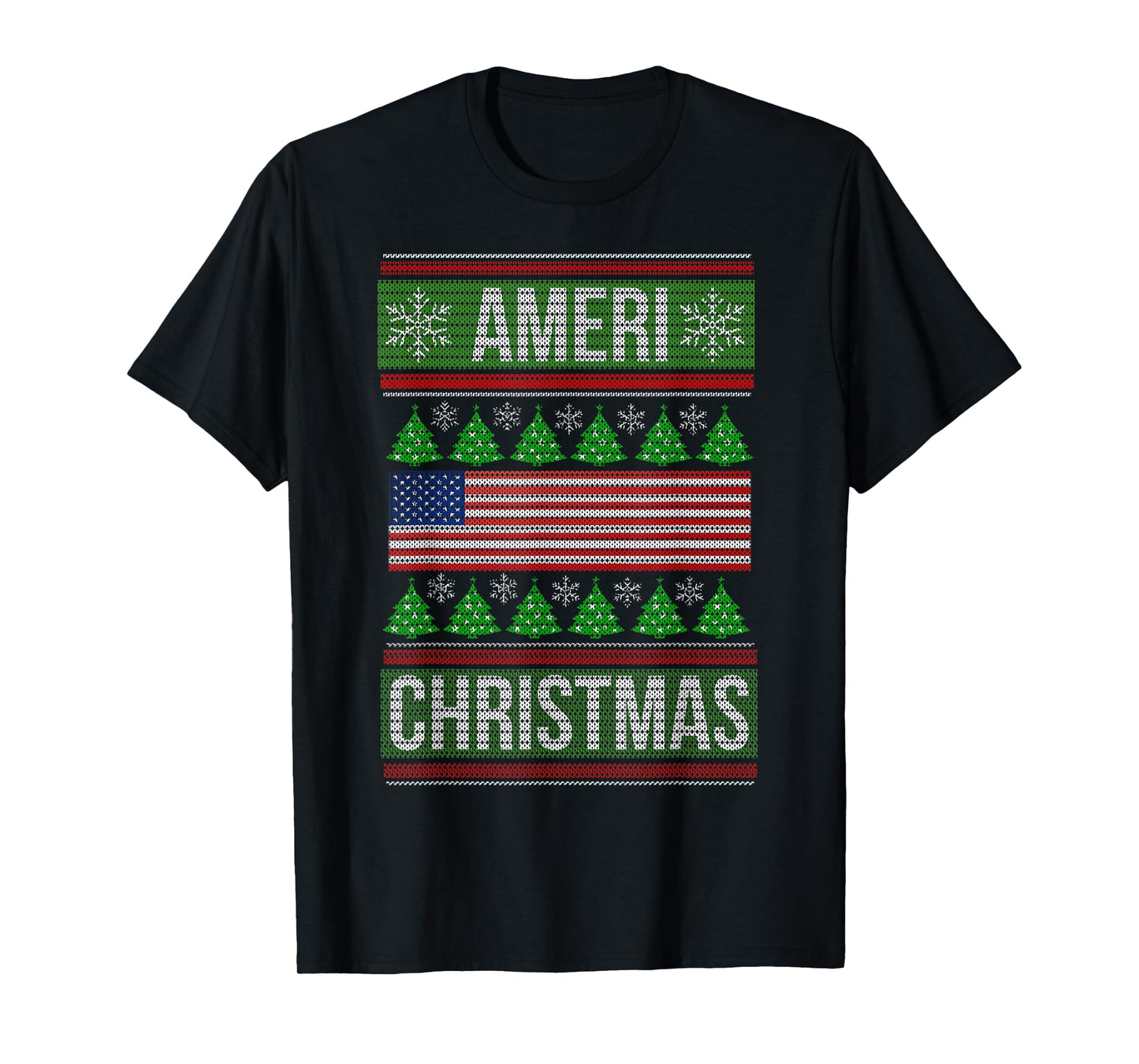 Ameri' Christmas Ugly Sweater Graphic Style Funny Xmas T-Shirt