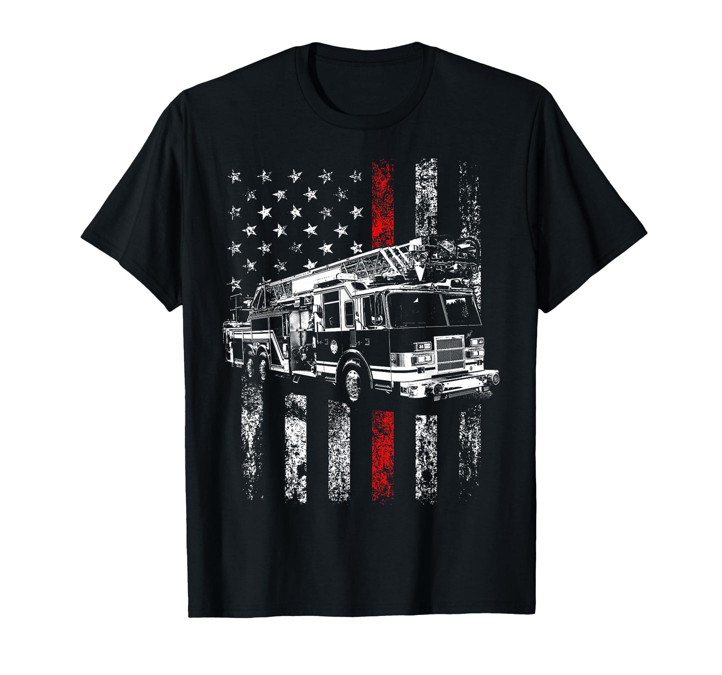 Fireman American Flag Thin Red Line Firefighter T-Shirt