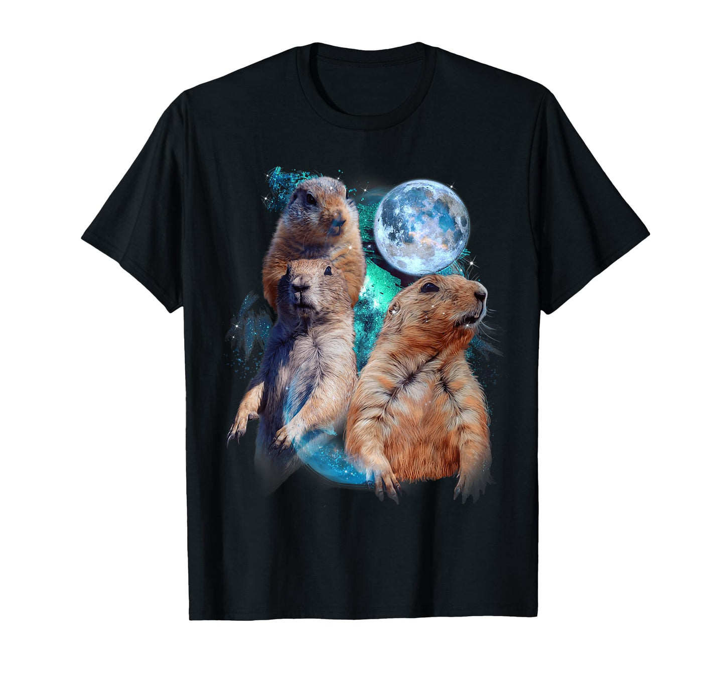 3 Moon Prairie Dog Art Rodent Squirrel Puppy Lovers Novelty T-Shirt