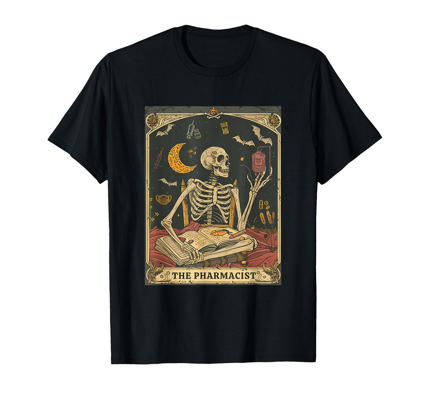 Pharmacist Skeleton Tarot Card Pharmacy Tech Medical Student T-Shirt