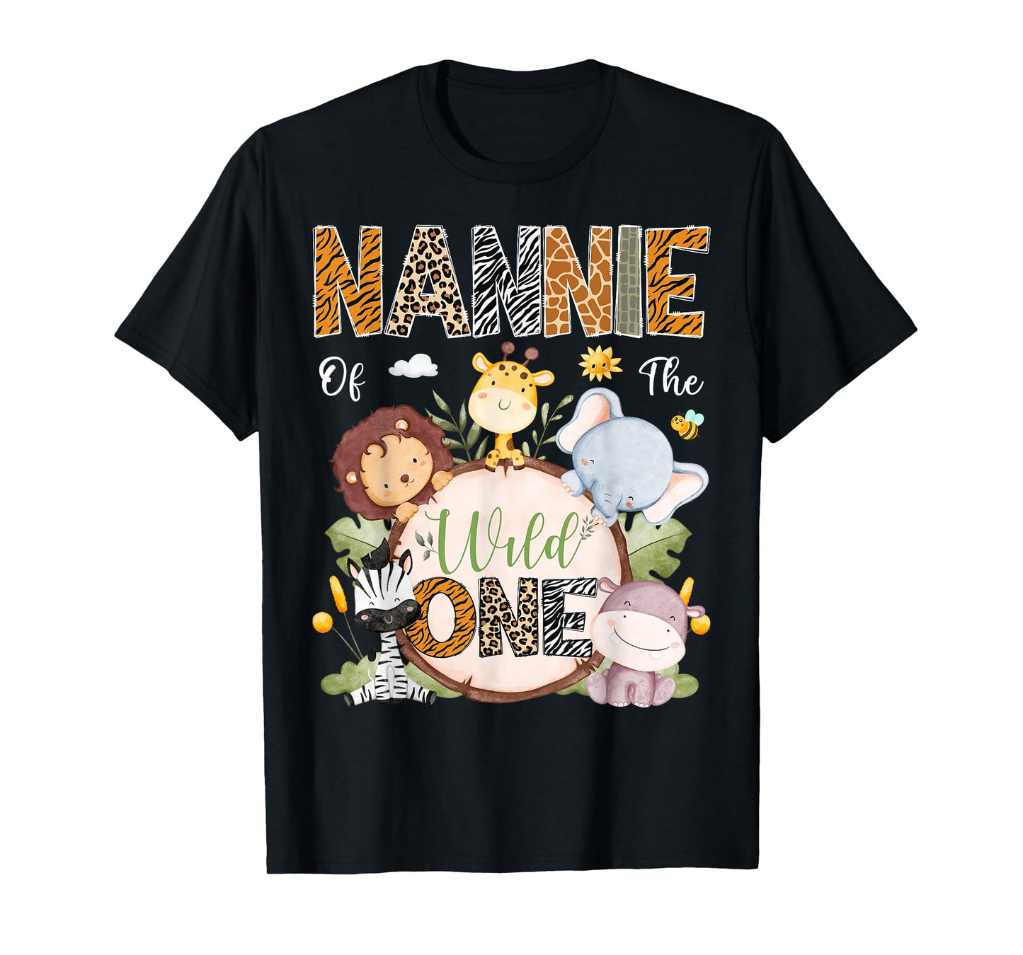 Nannie Of The Wild One 1St Birthday Safari Jungle Animals T-Shirt