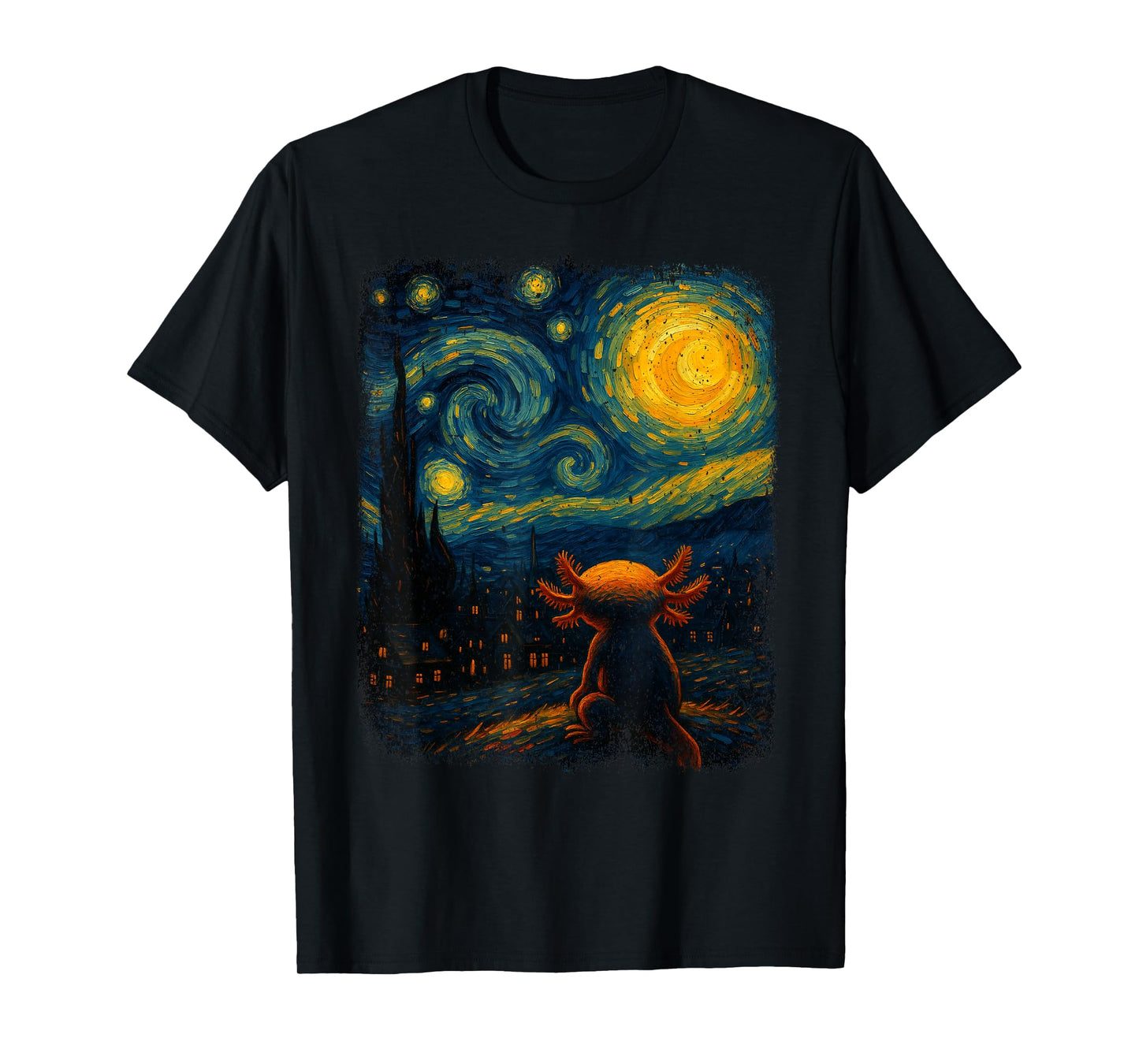 Axolotl Starry Night Van Gogh Art Gifts For Men Women Kid T-Shirt