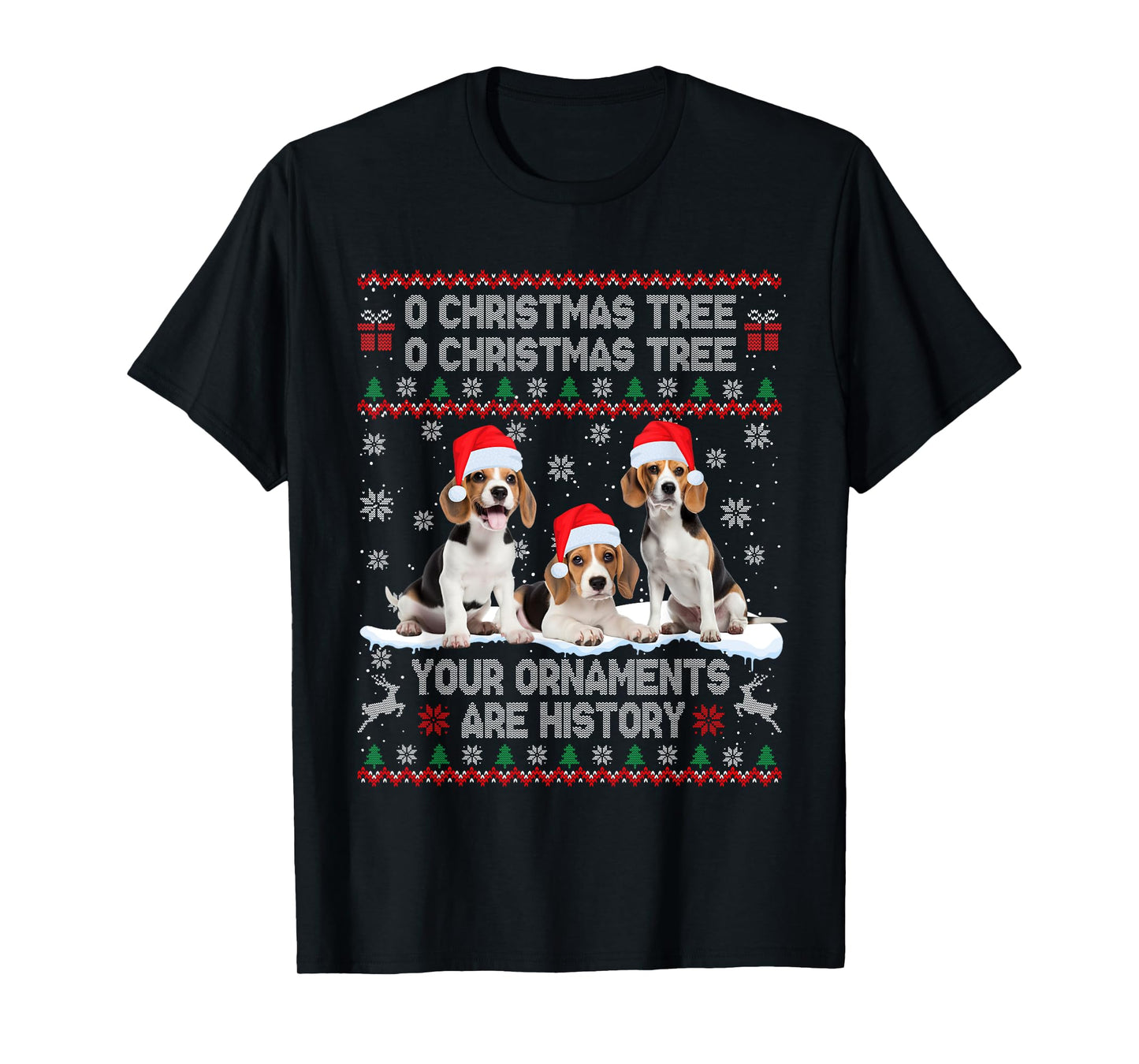 Beagle Dog Ugly Sweater Christmas Light Xmas Pajama T-Shirt
