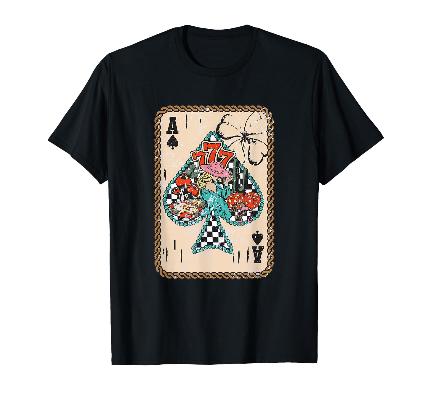 Feeling Lucky Turquoise Frame Trendy Country Retro Western T-Shirt