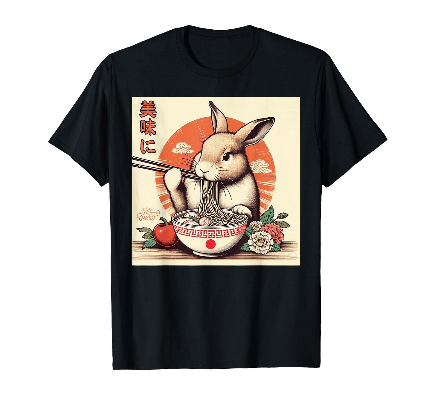 Funny Rabbits Eating Ramen Japanese Monster Lover Birthday T-Shirt