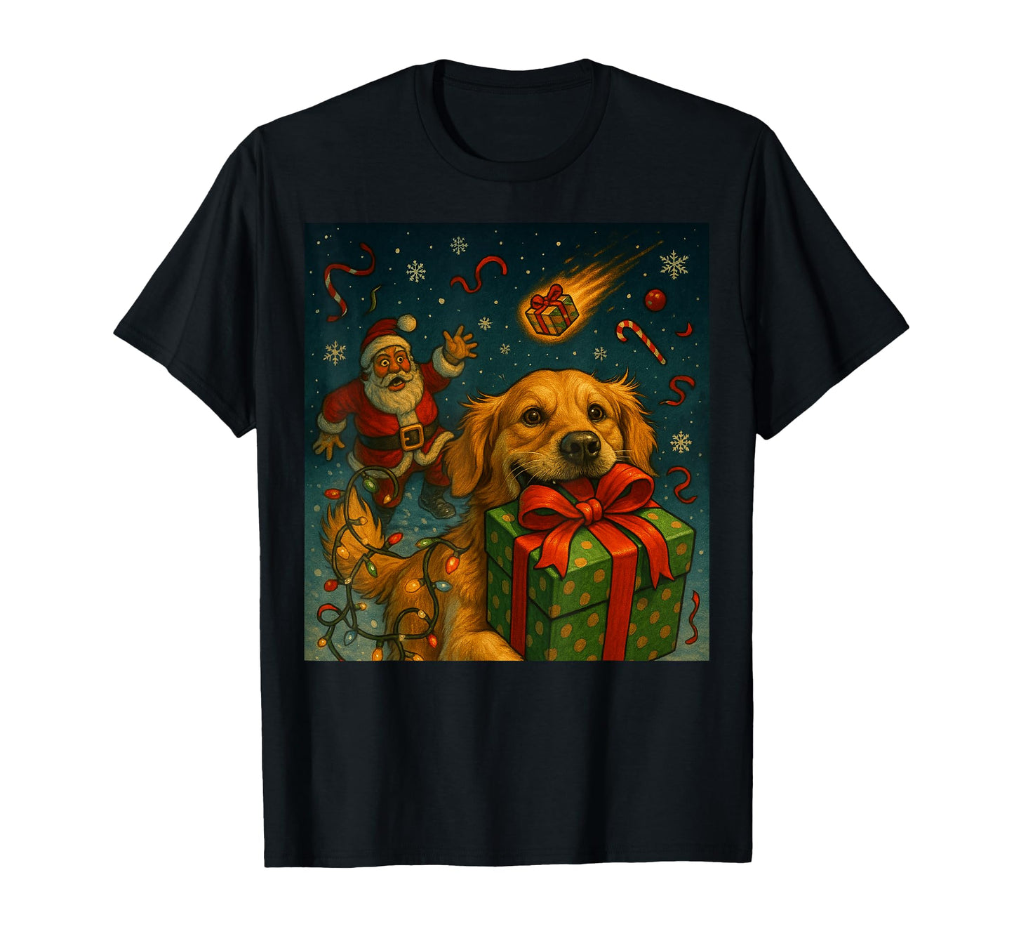 Christmas Golden Retriever Shirt - Funny Dog Selfie & Santa T-Shirt