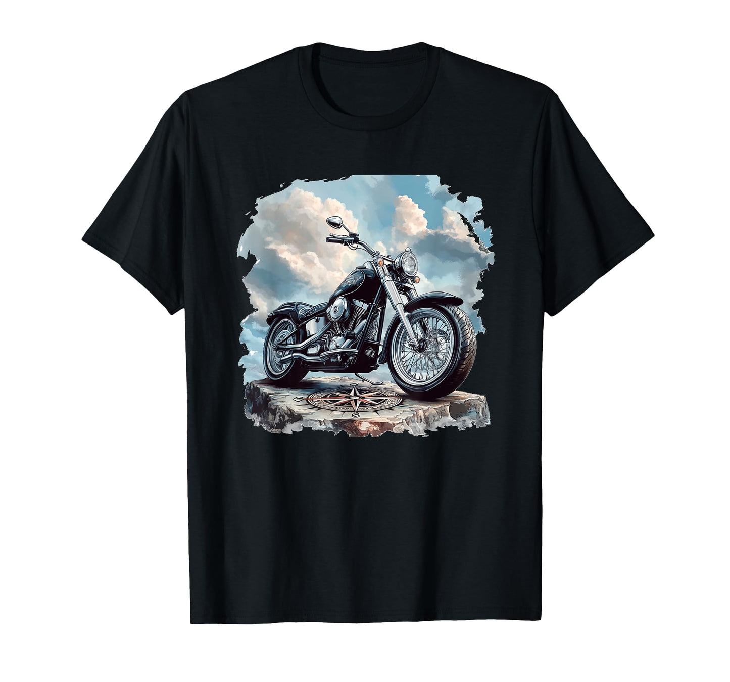 Cool Sky with Motorcycle Graphic for Boys and Girls T-Shirt